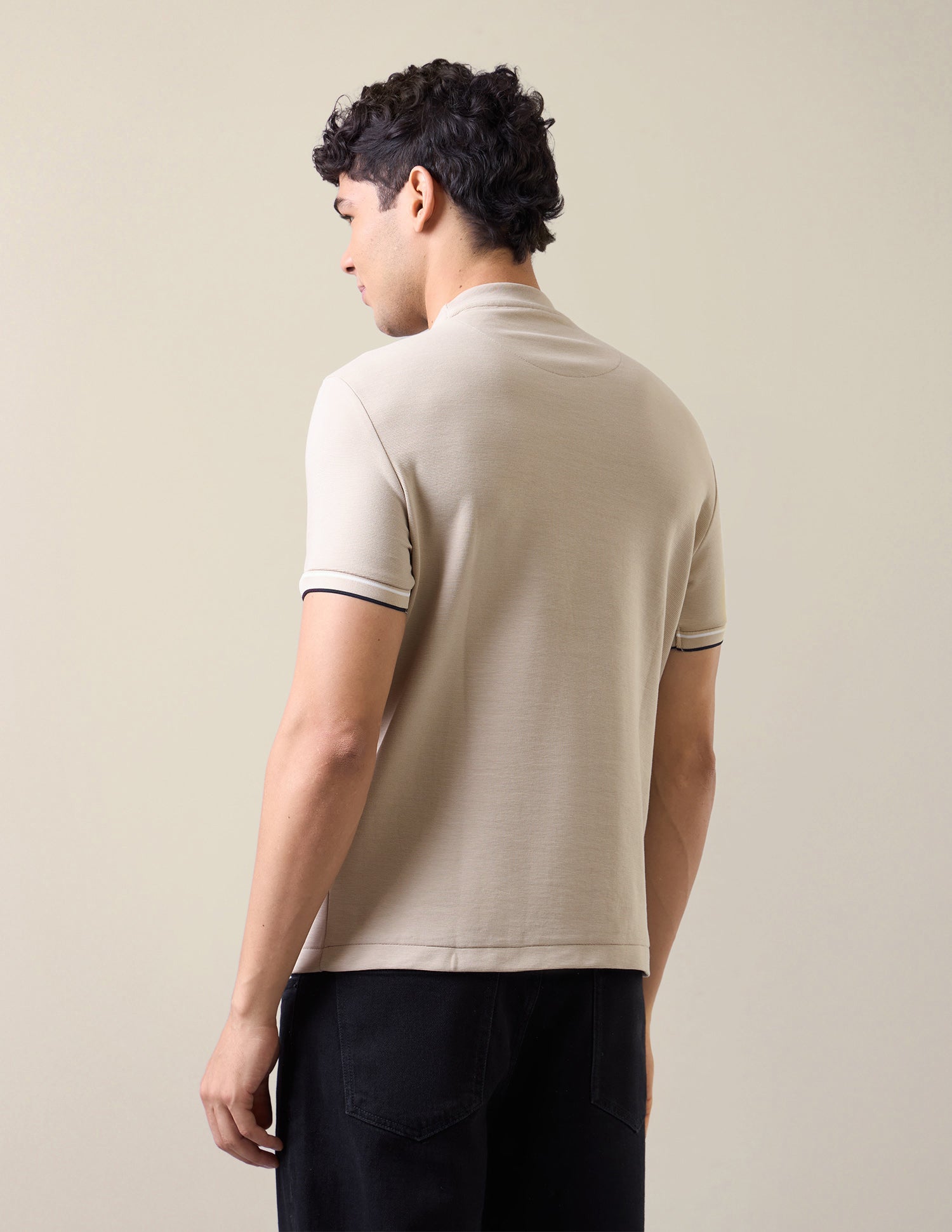 Solid Slim Fit T-Shirt Beige - U.S. Polo Assn. India | Large