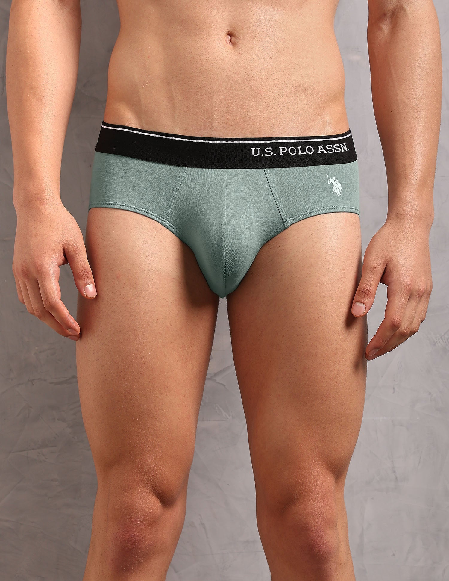 Cotton Stretch Breathable OEB18 Briefs - Pack Of 2 Uspa Black and Chinon Green - U.S. POLO ASSN. | Large