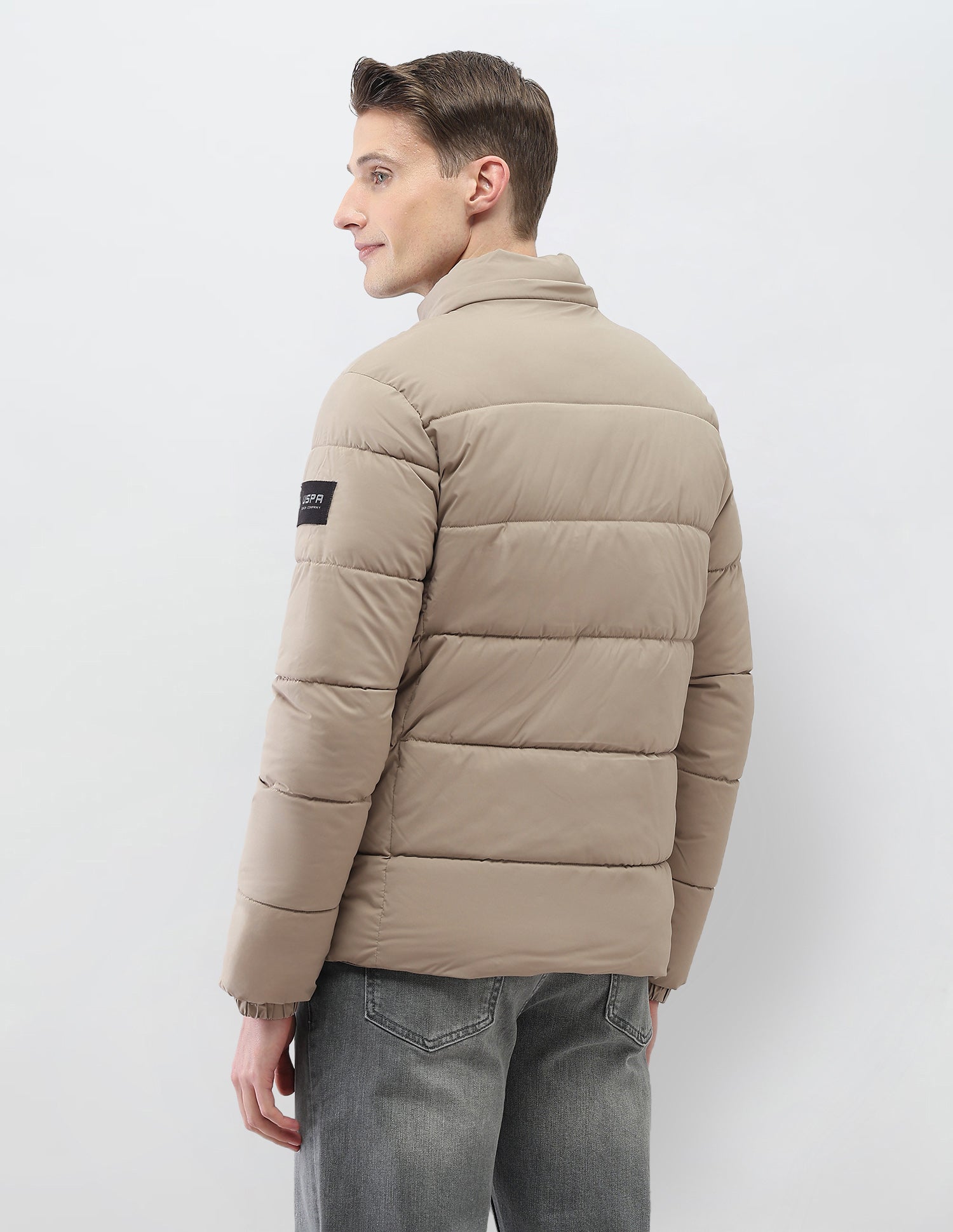 Detachable Hood Puffer Jacket Beige - U.S. Polo Assn. India | Large