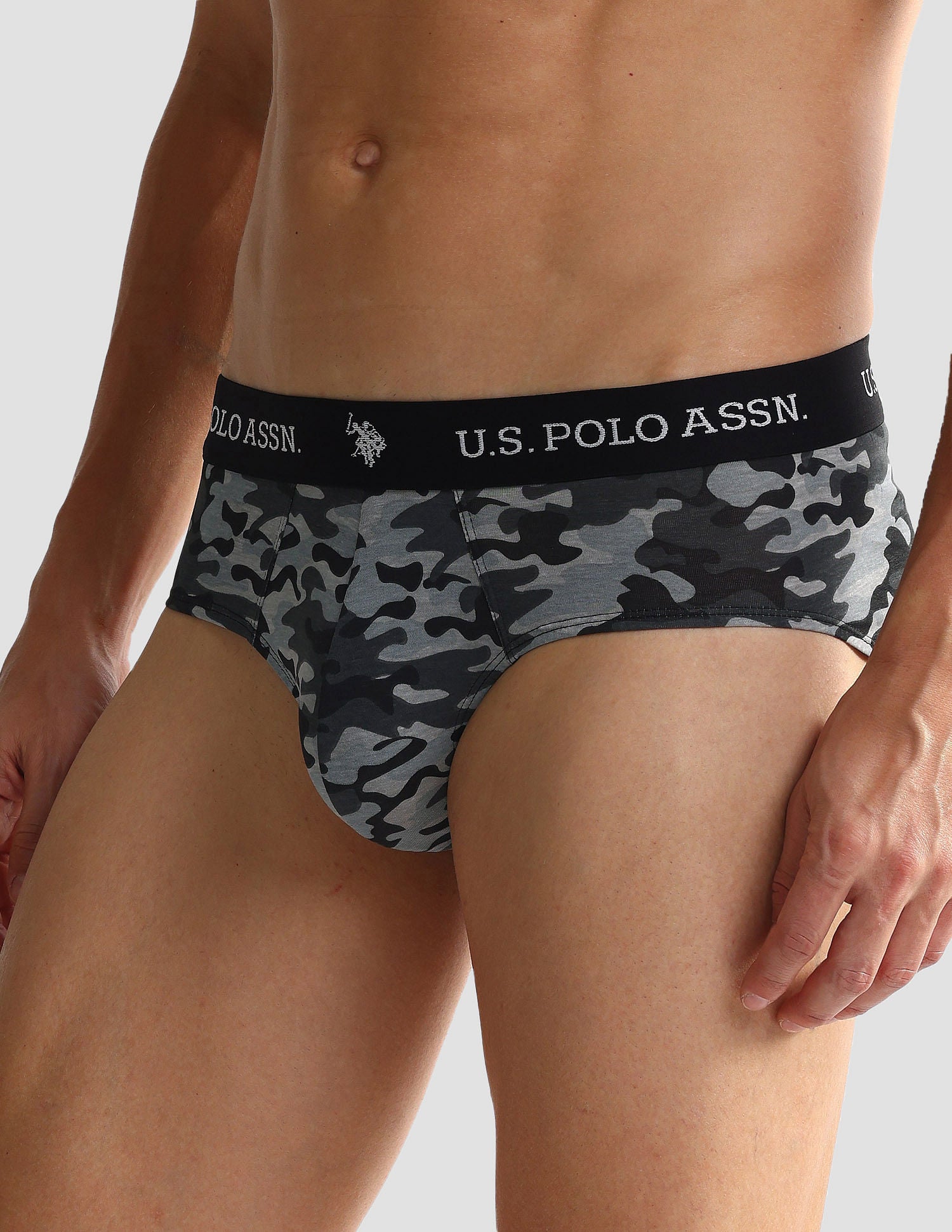 Elasticized Waist OEB09 Briefs - Pack Of 2 Camo Black and Black - U.S. POLO ASSN. | Large