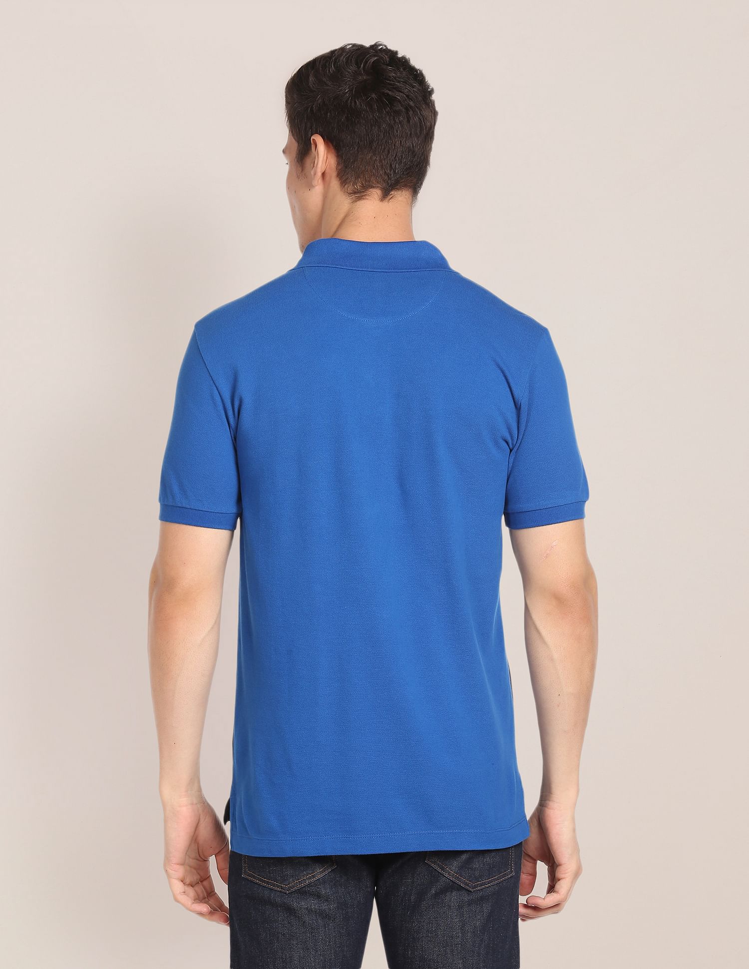 Colour Block Cotton Polo Shirt Blue and Black - U.S. Polo Assn. India | Large