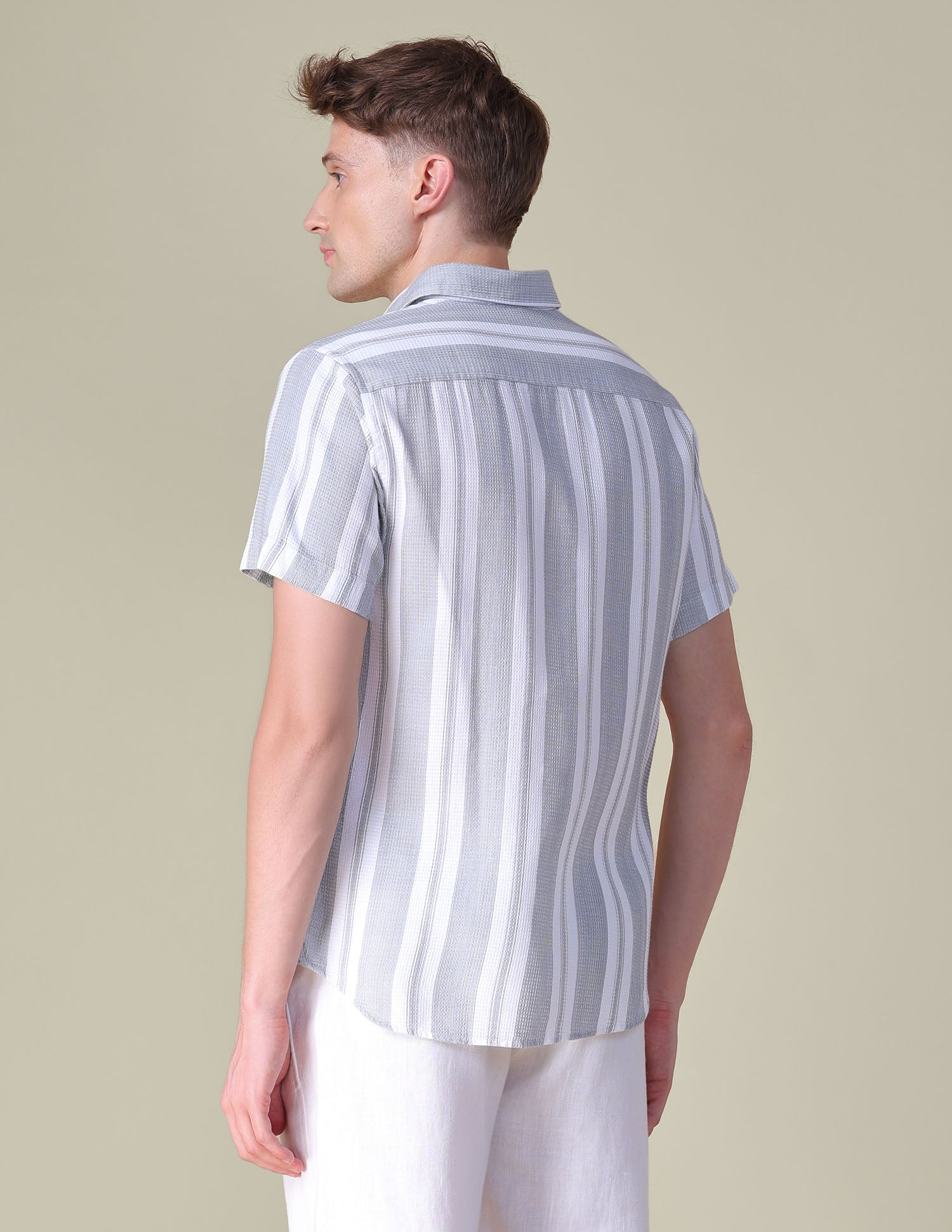 Vertical Striped Dobby Shirt Mid Grey - U.S. POLO ASSN. | Large