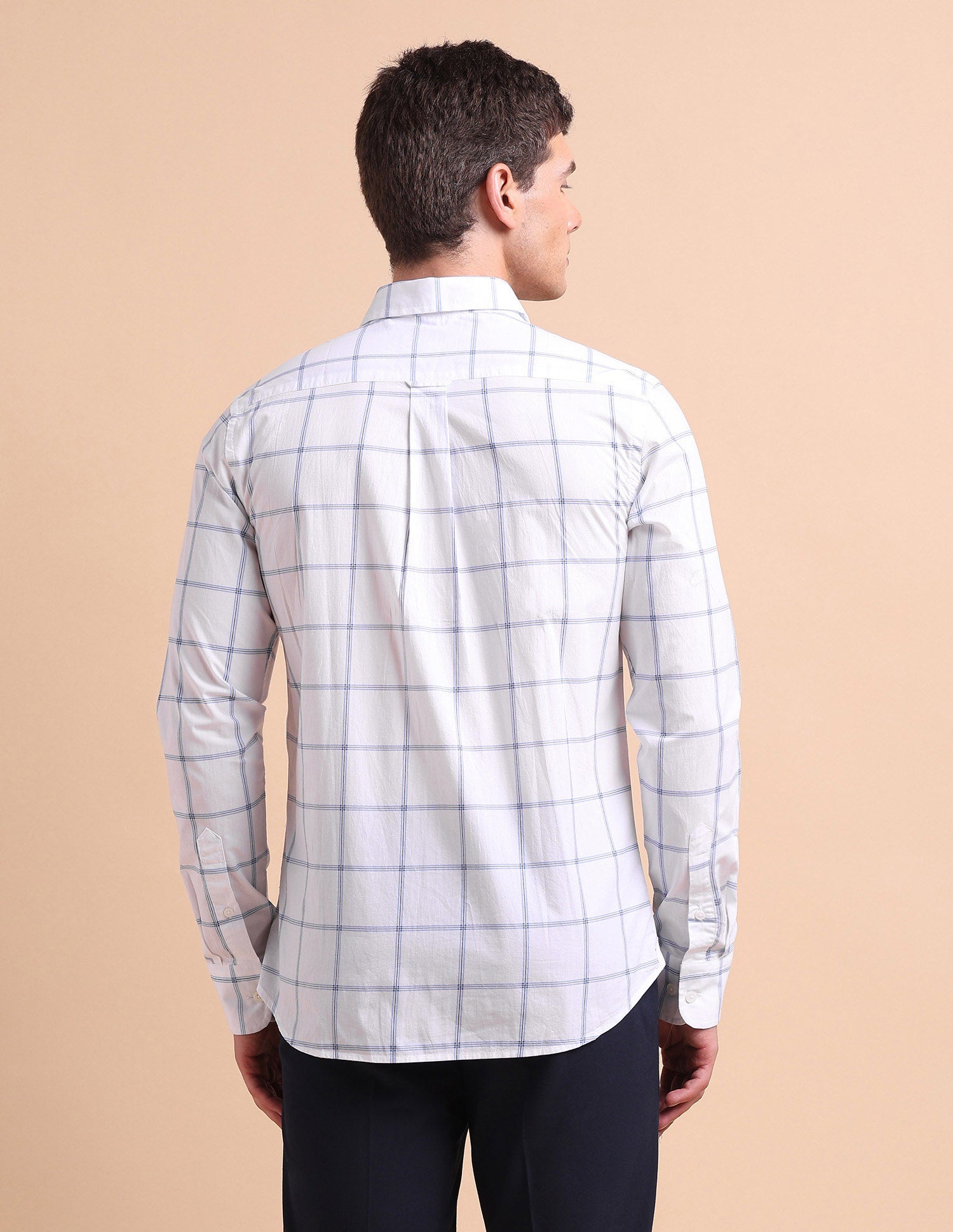 Tailored Fit Windowpane Checked Shirt White - U.S. Polo Assn. India | Large