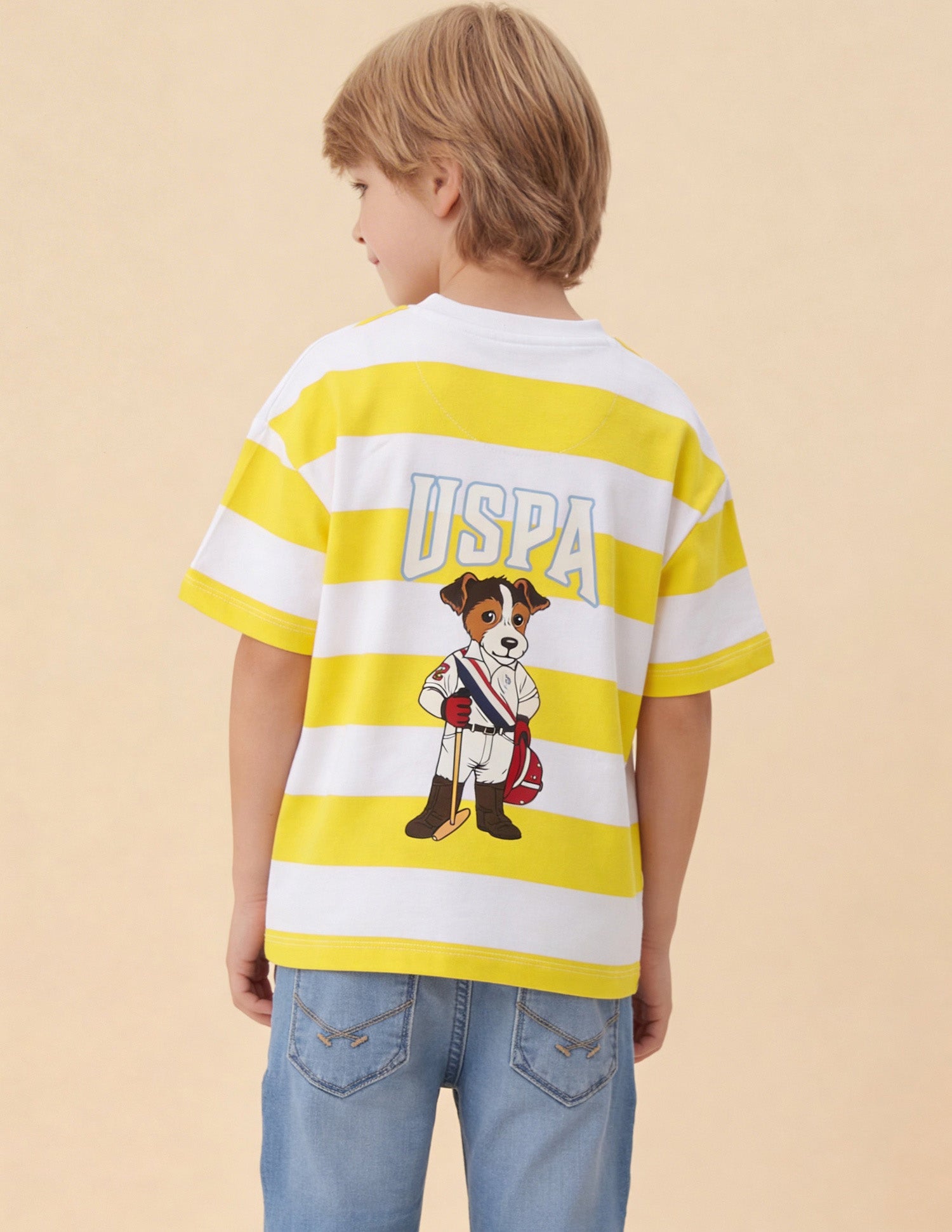 Horizontal Striped Oversized Fit T-Shirt Yellow - U.S. Polo Assn. India | Large