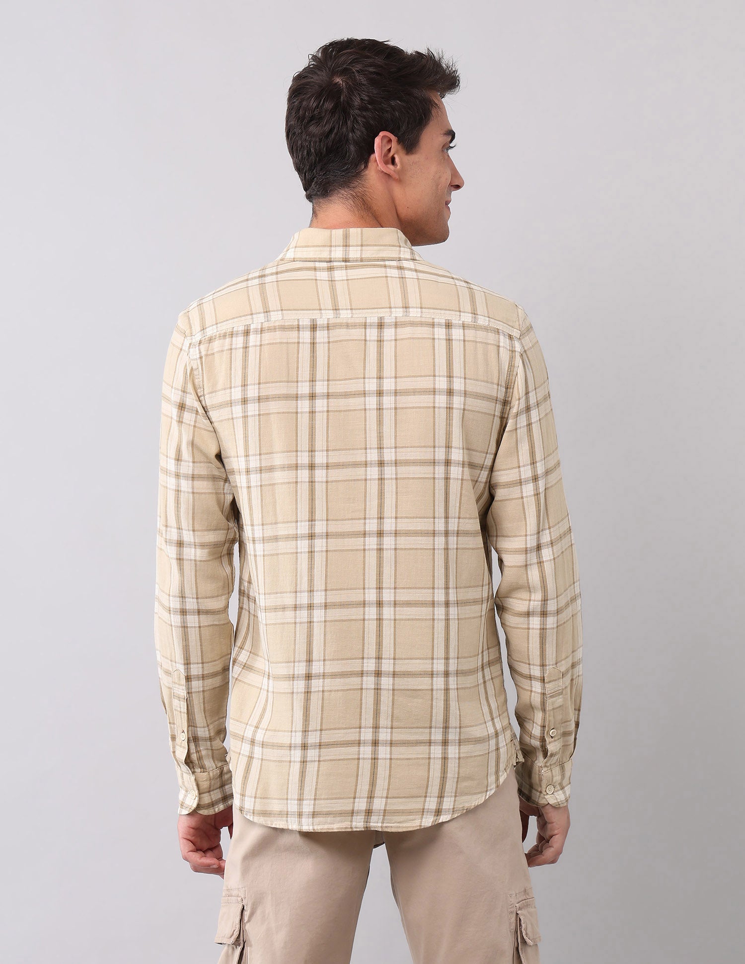 Plaid Checked Pure Cotton Shirt Dark Beige - U.S. Polo Assn. India | Large