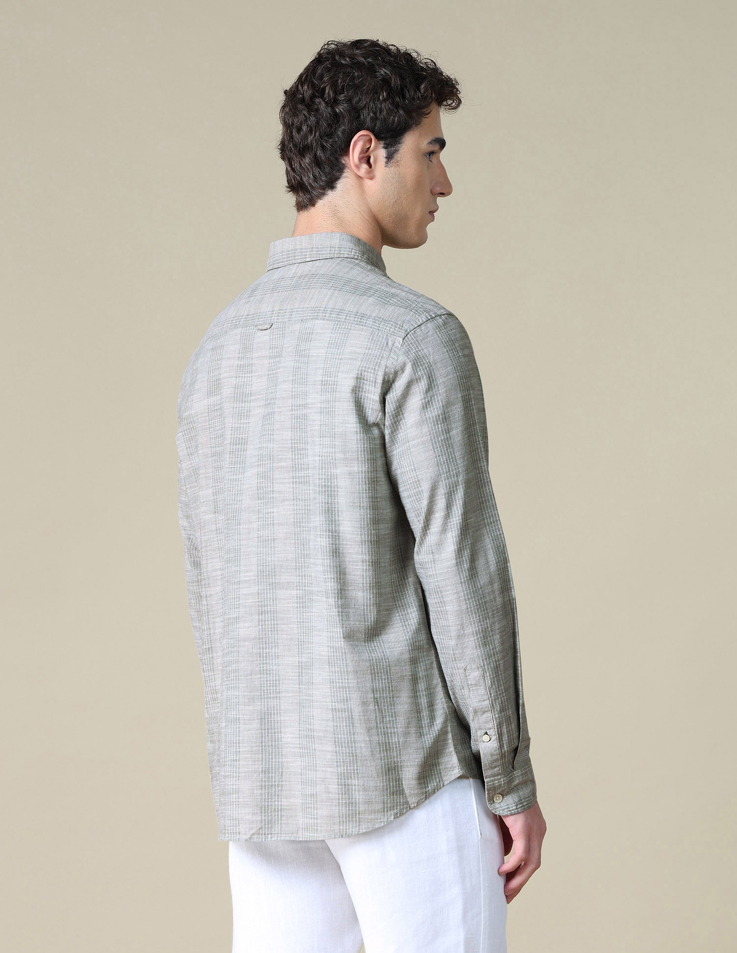 Vertical Striped Regular Fit Shirt Light Olive - U.S. Polo Assn. India | Large