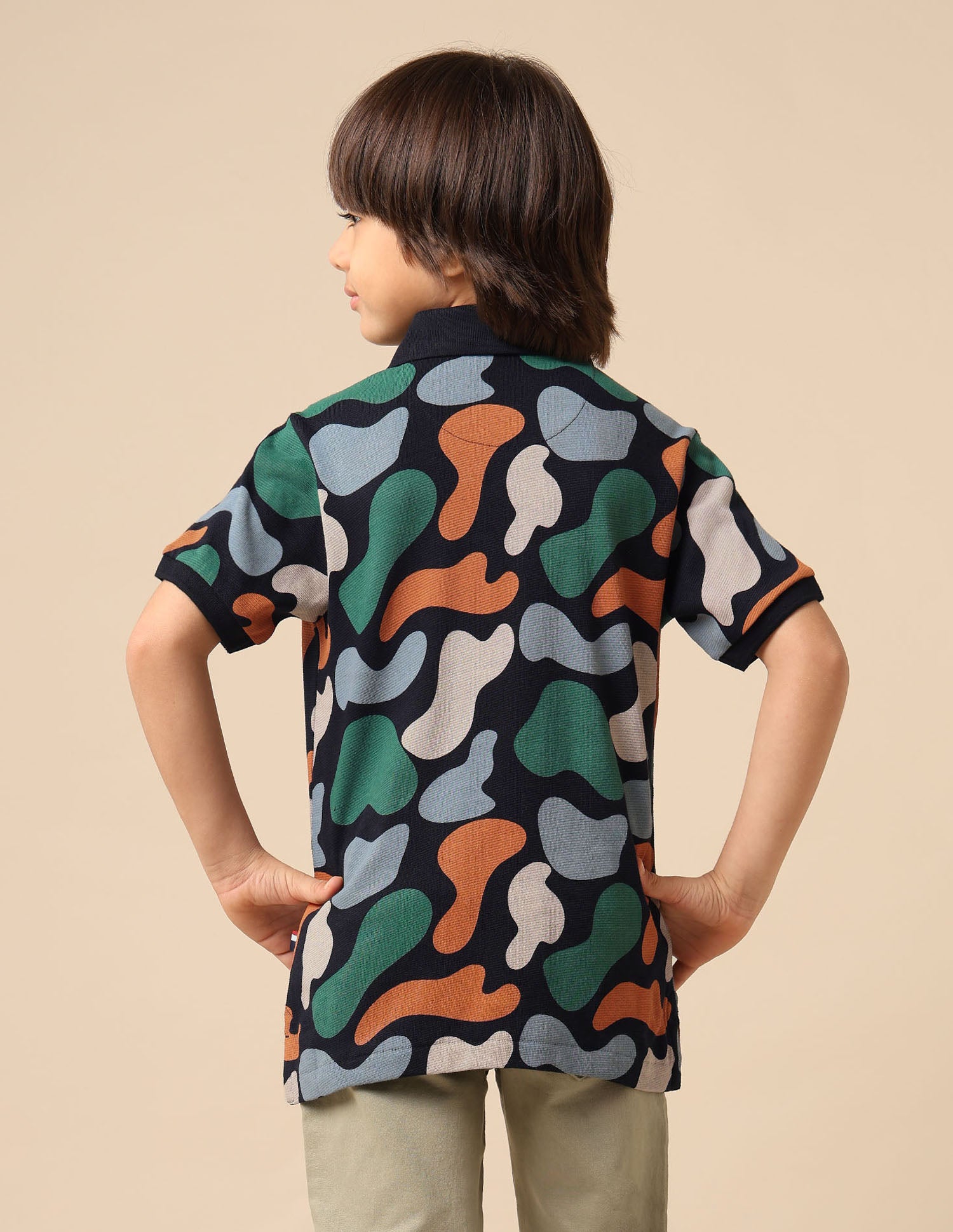 Boys Abstract Printed Regular Fit Polo Shirt Navy - U.S. POLO ASSN. | Large