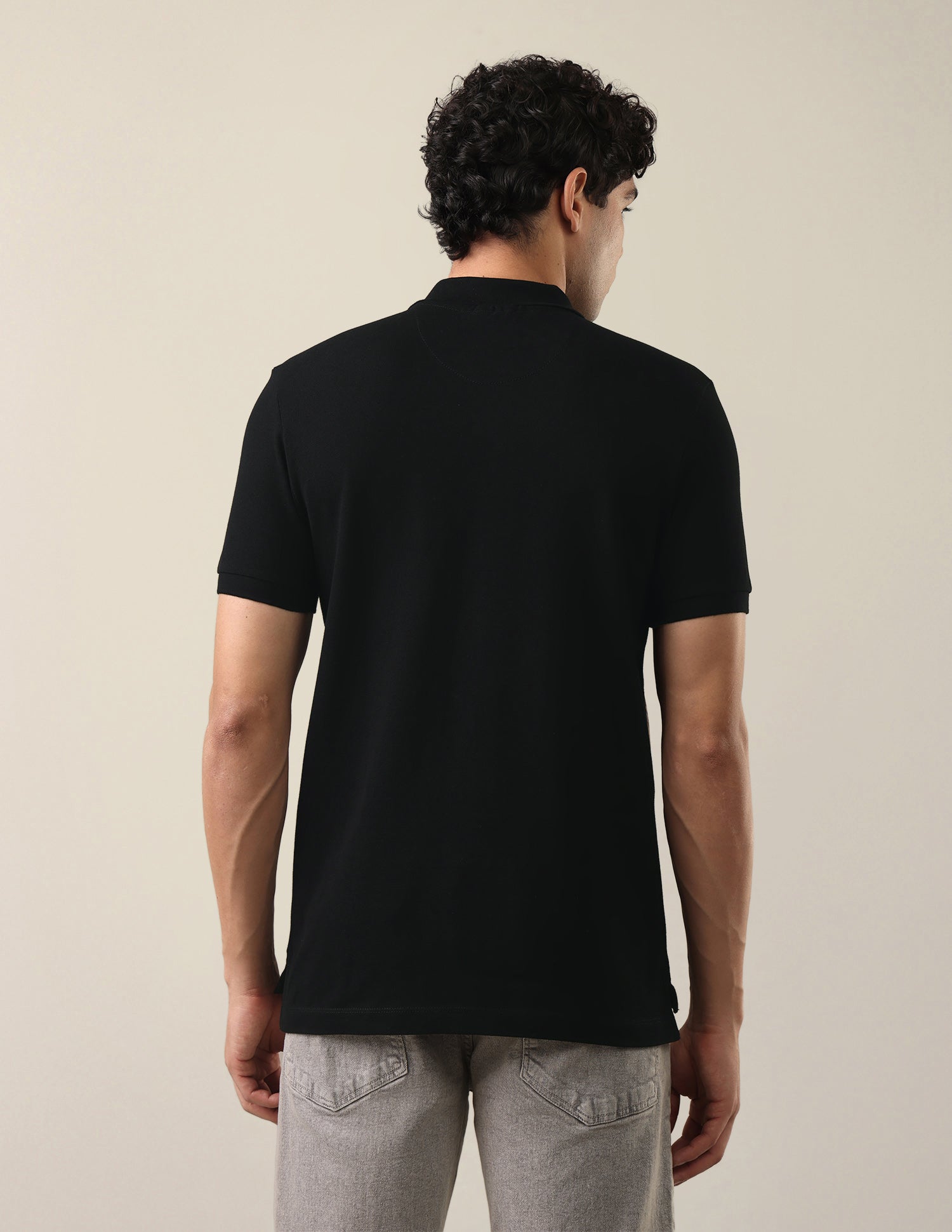 Graphic Brand Printed Slim Fit Polo Shirt Black - U.S. Polo Assn. India | Large