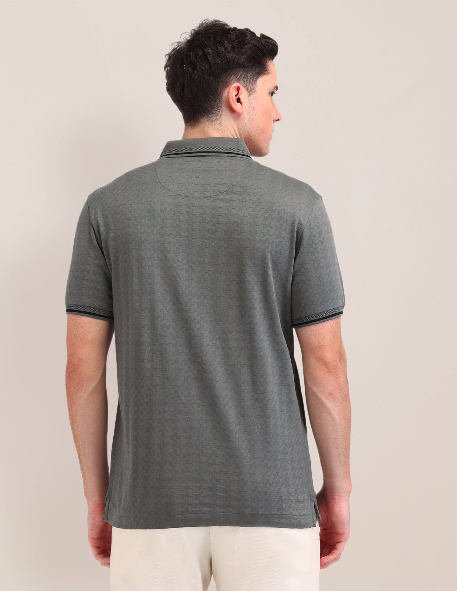 Textured Cotton Polo Shirt Grey - U.S. Polo Assn. India | Large