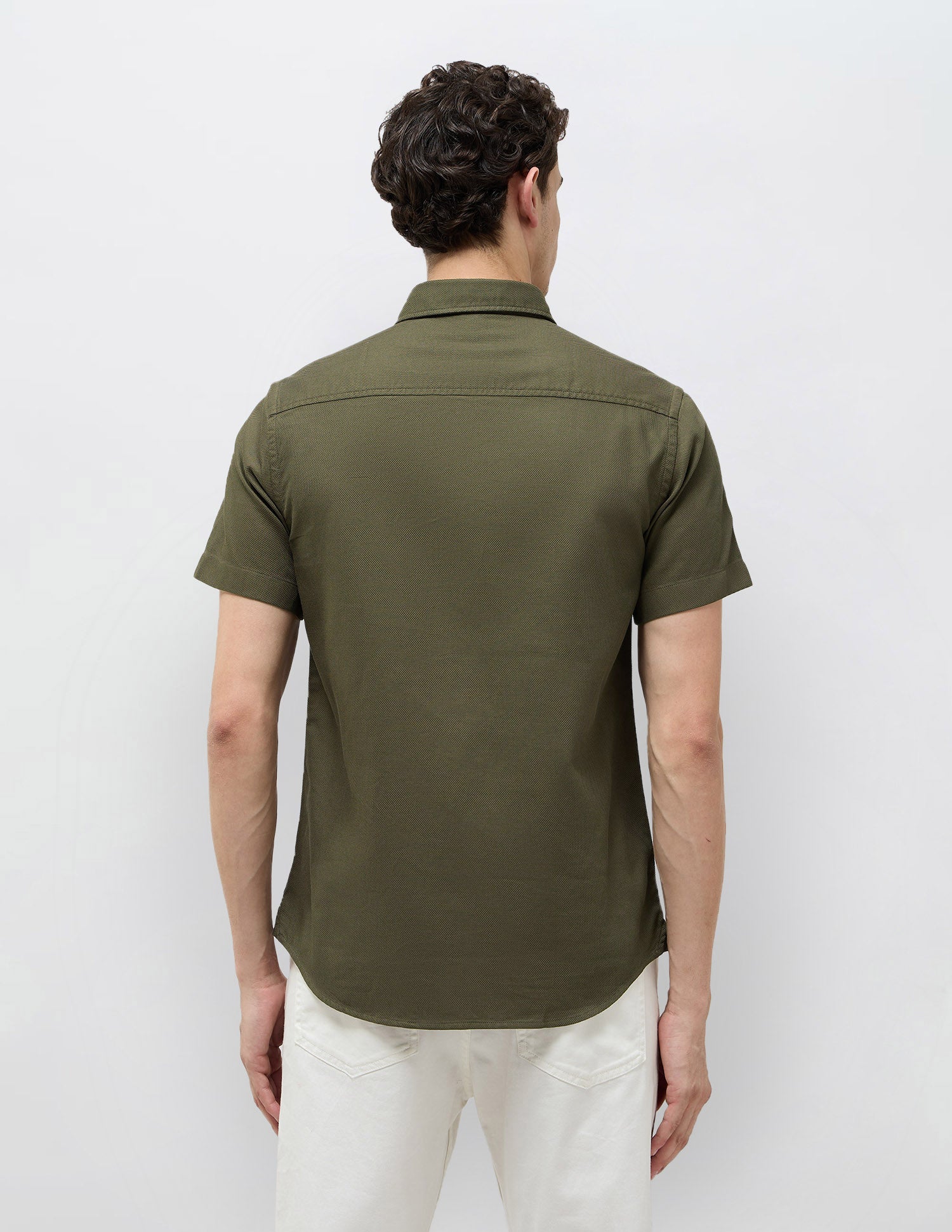 Textured Regular Fit Dobby Shirt Olive - U.S. Polo Assn. India | Large