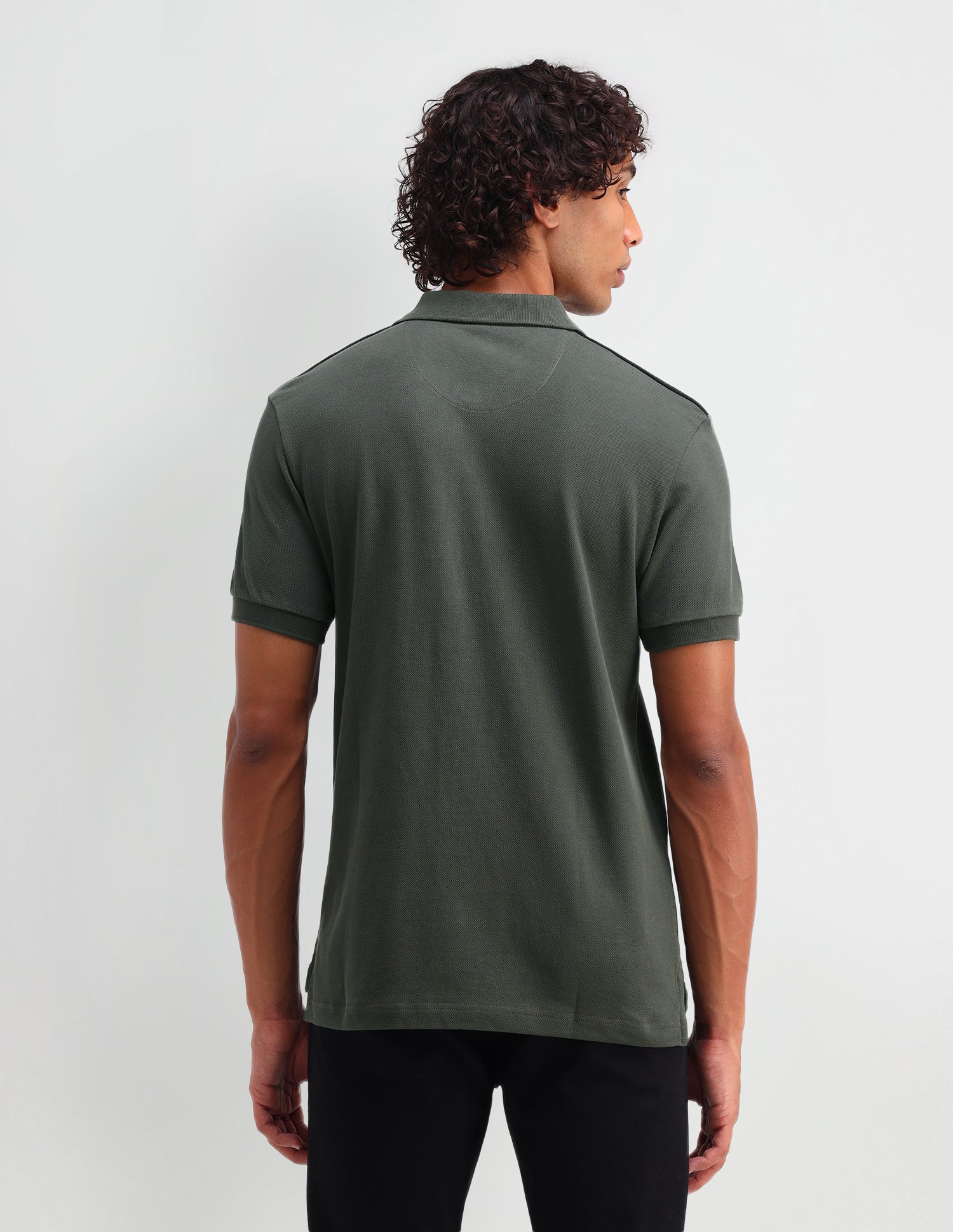 Solid Cotton Muscle Fit Polo Shirt Jungle Green - U.S. Polo Assn. India | Large
