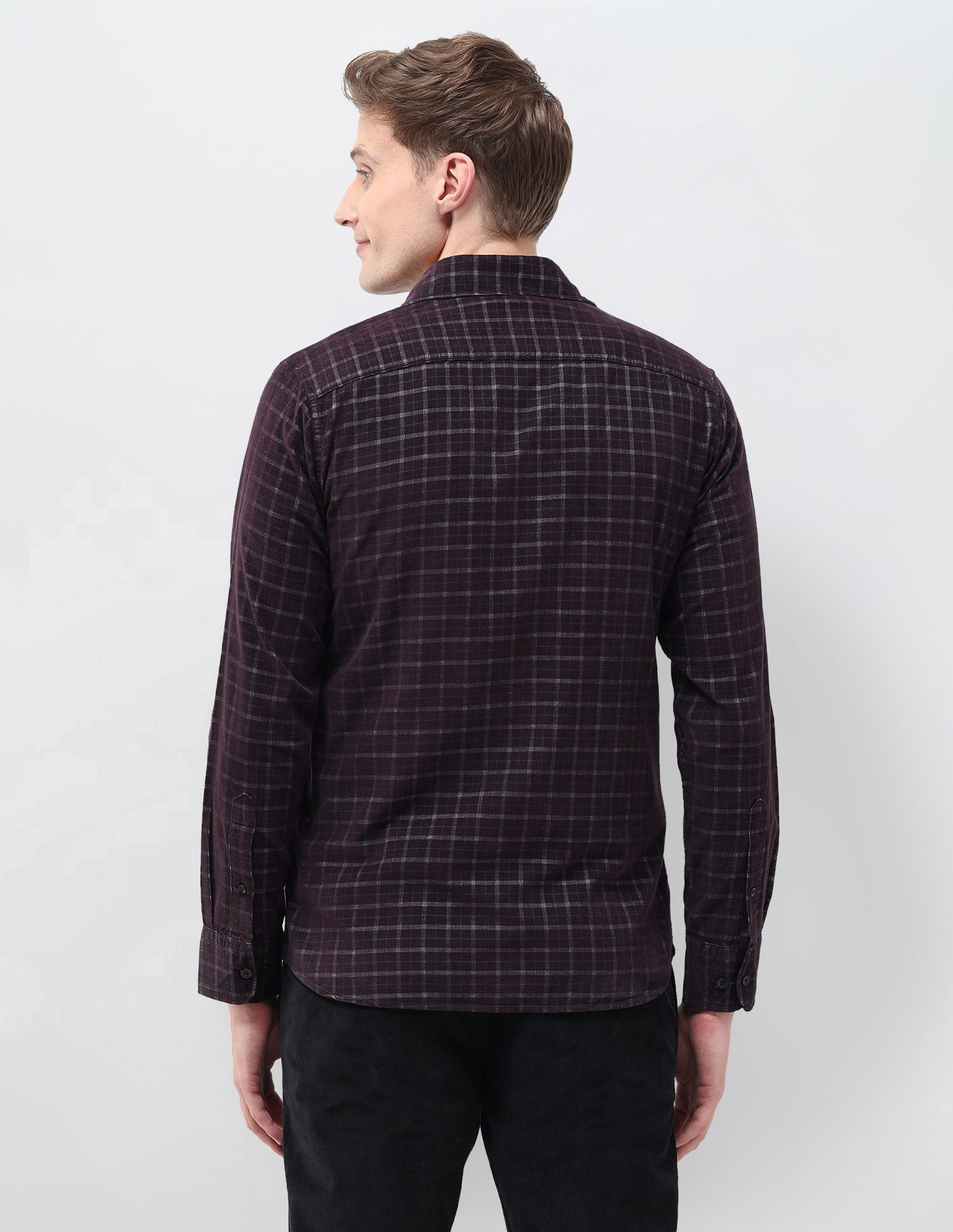 Grid Tattersall Checked Corduroy Shirt Maroon - U.S. POLO ASSN. | Large