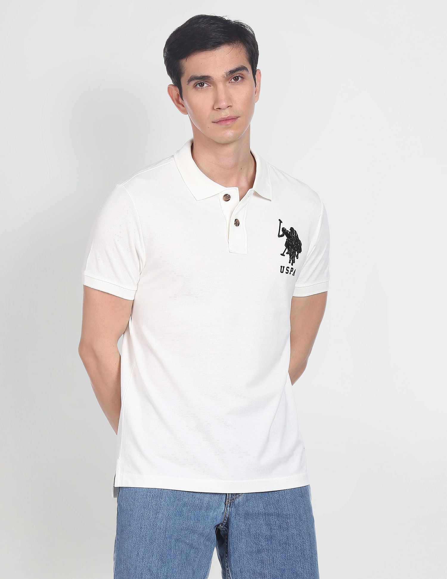 Metallic Logo Polo Shirt White - U.S. Polo Assn. India | Large