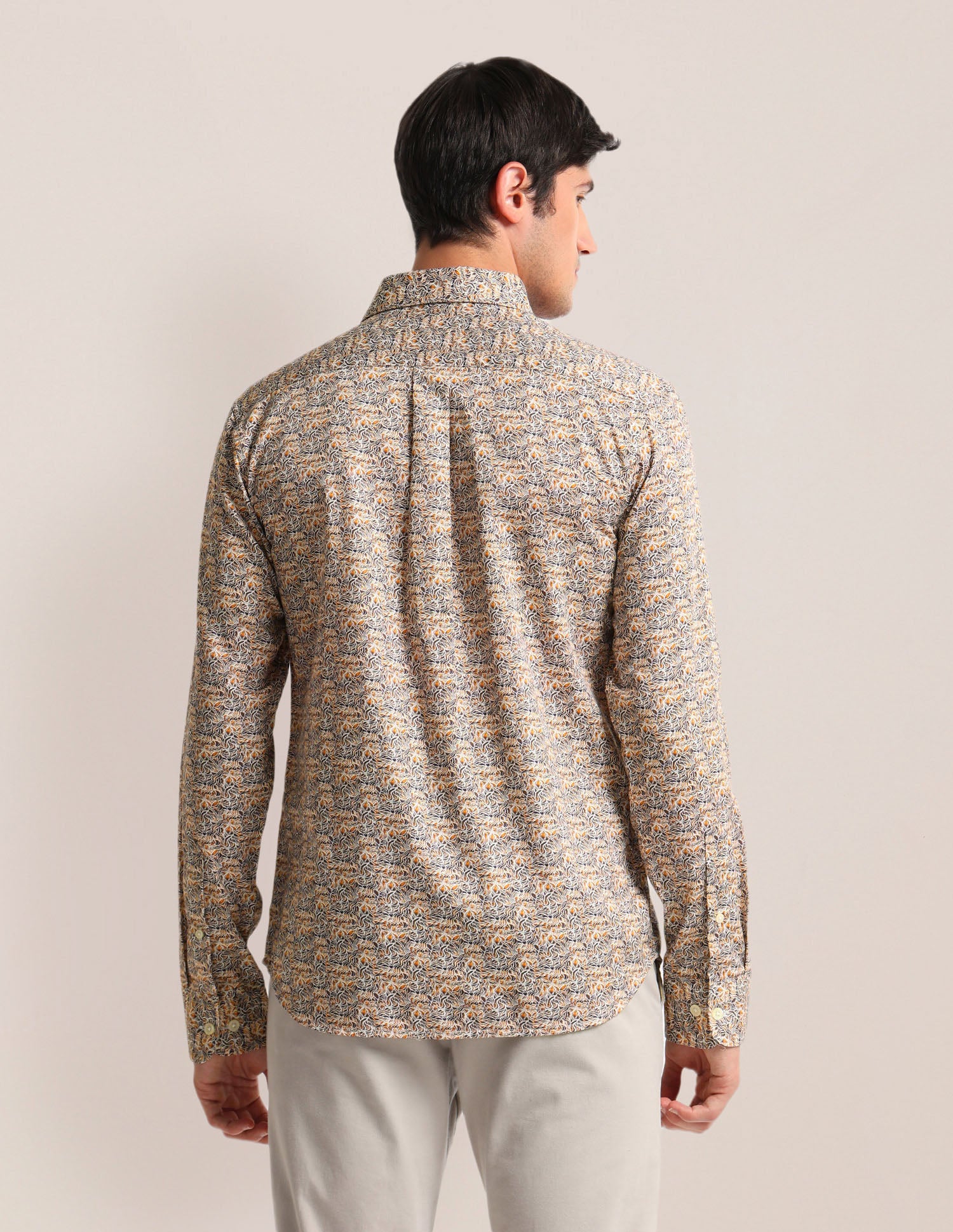 Abstract Print Sateen Shirt Khaki - U.S. POLO ASSN. | Large