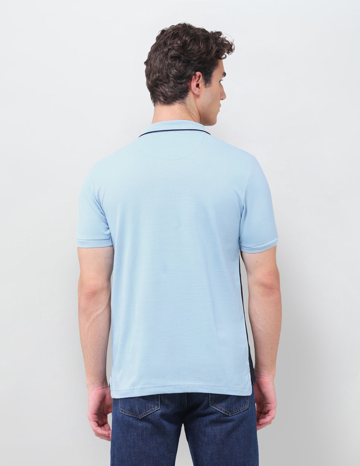 Colourblocked Regular Fit Polo Shirt Light Blue - U.S. Polo Assn. India | Large