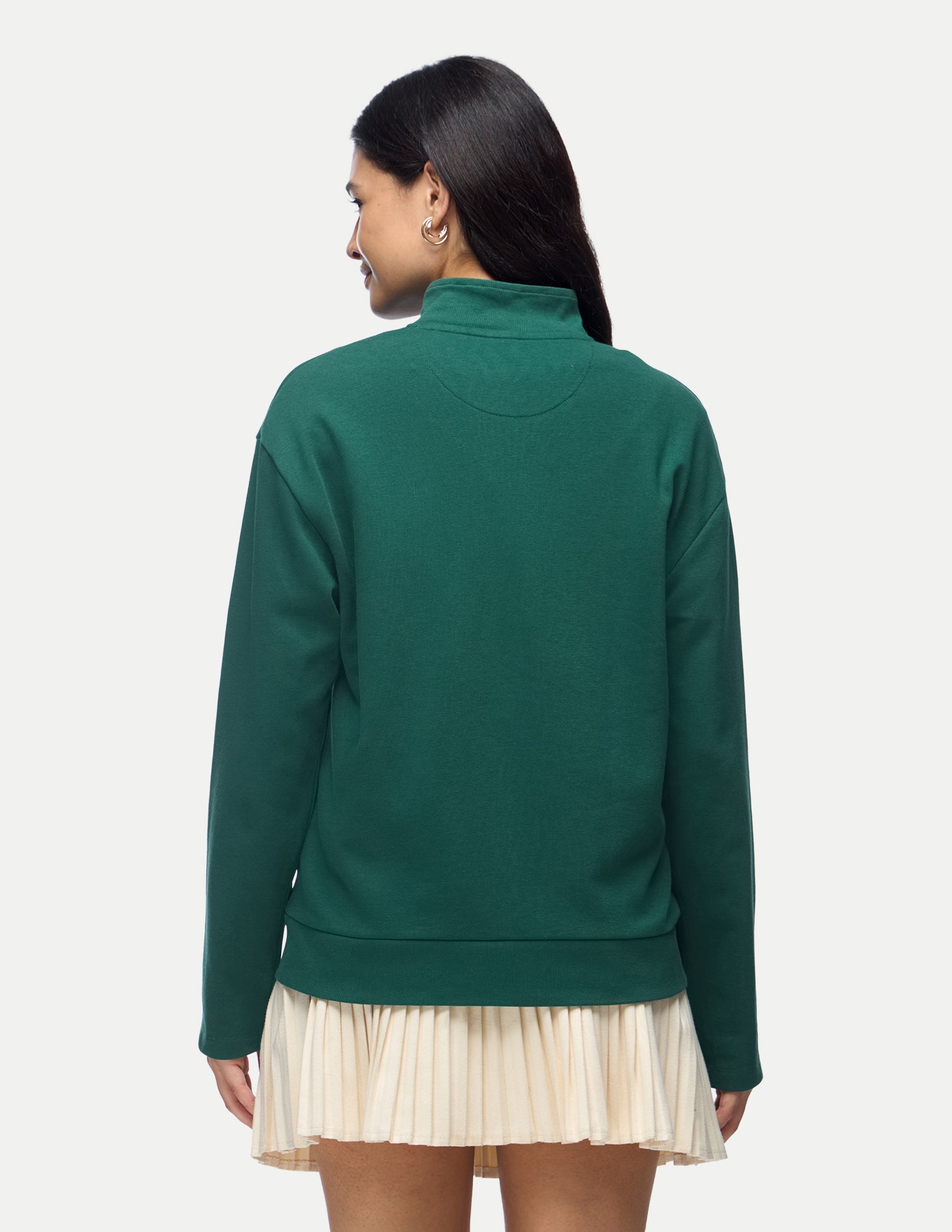 Solid Regular Fit Zipper Sweatshirt Dark Green - U.S. Polo Assn. India | Large