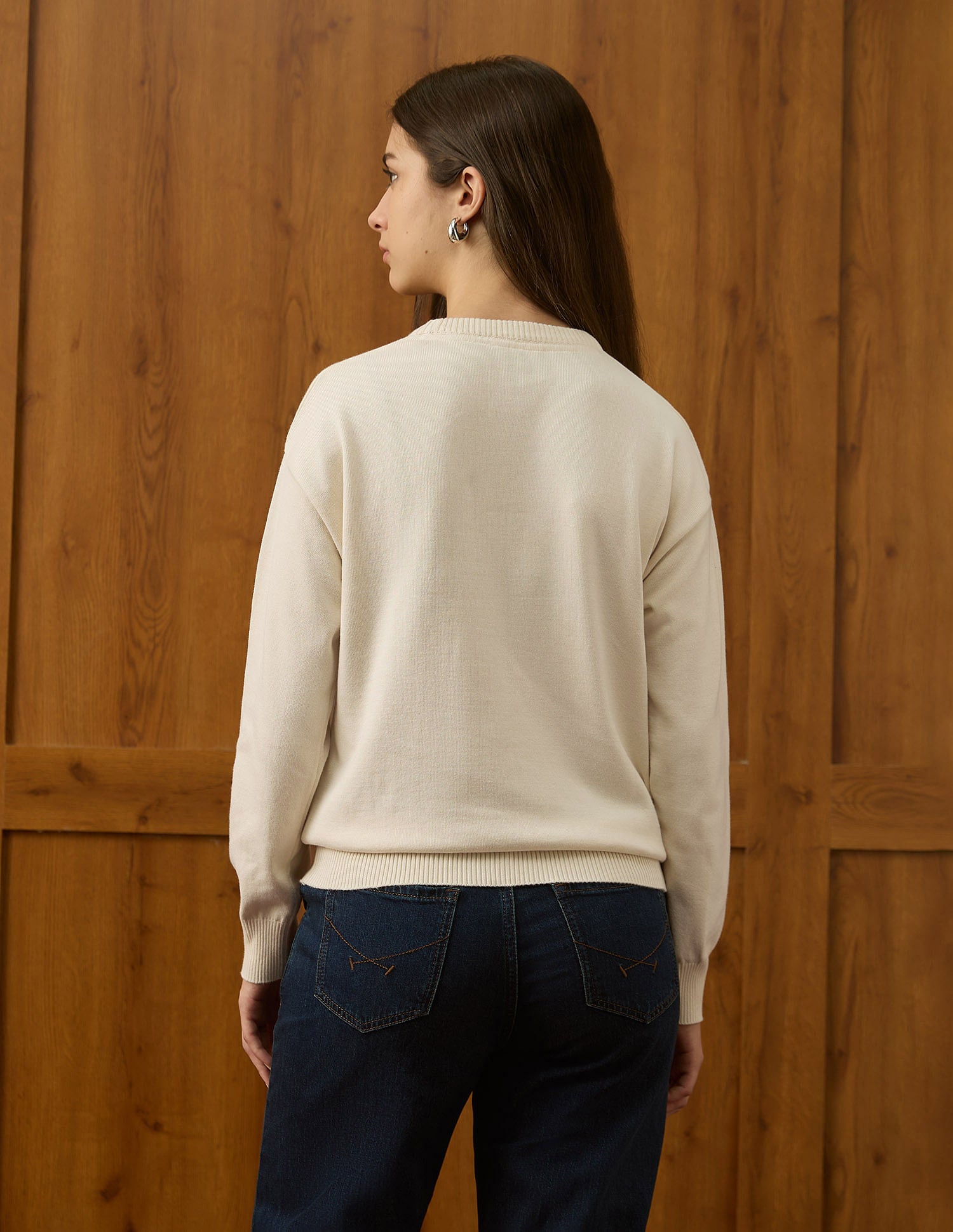 Drop Shoulder Relaxed Fit Sweater Off White - U.S. POLO ASSN. | Large