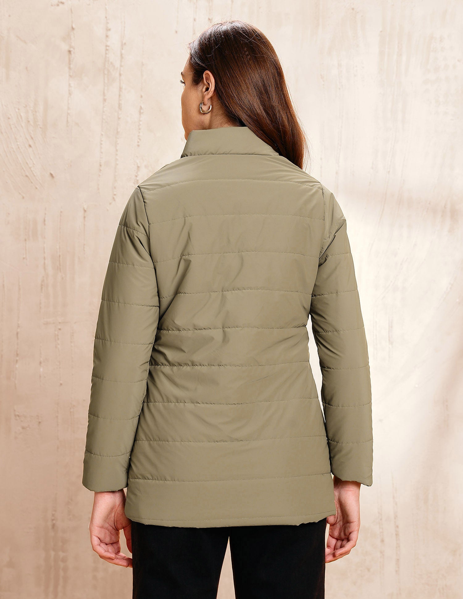 Solid Regular Fit Puffer Jacket Beige - U.S. POLO ASSN. | Large