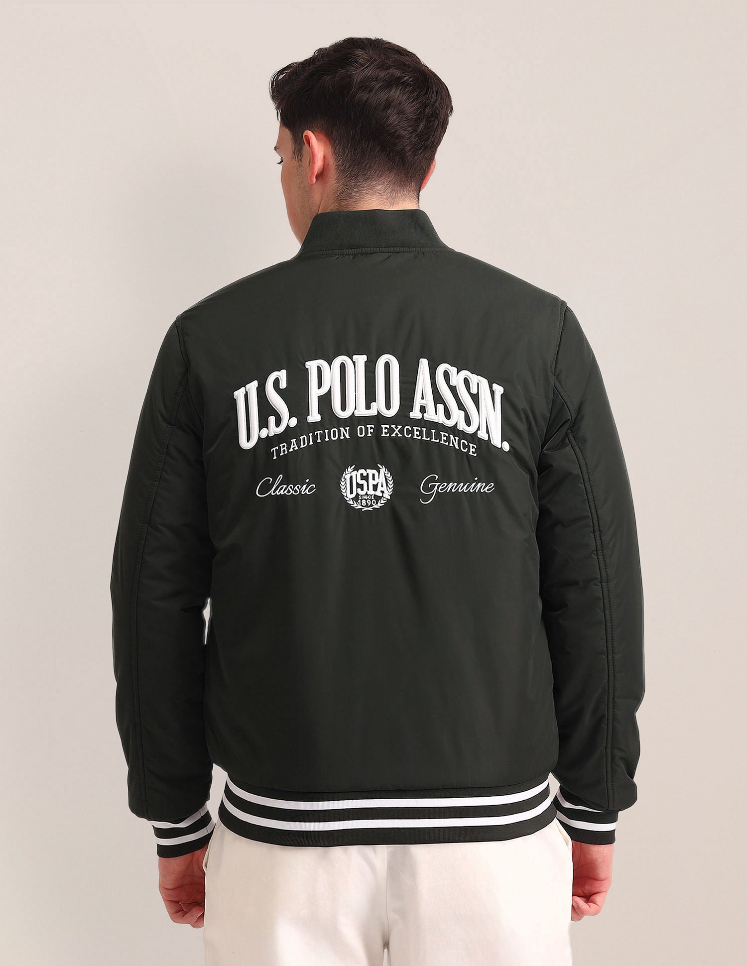 Regular Fit Solid Bomber Jacket Olive - U.S. POLO ASSN. | Large