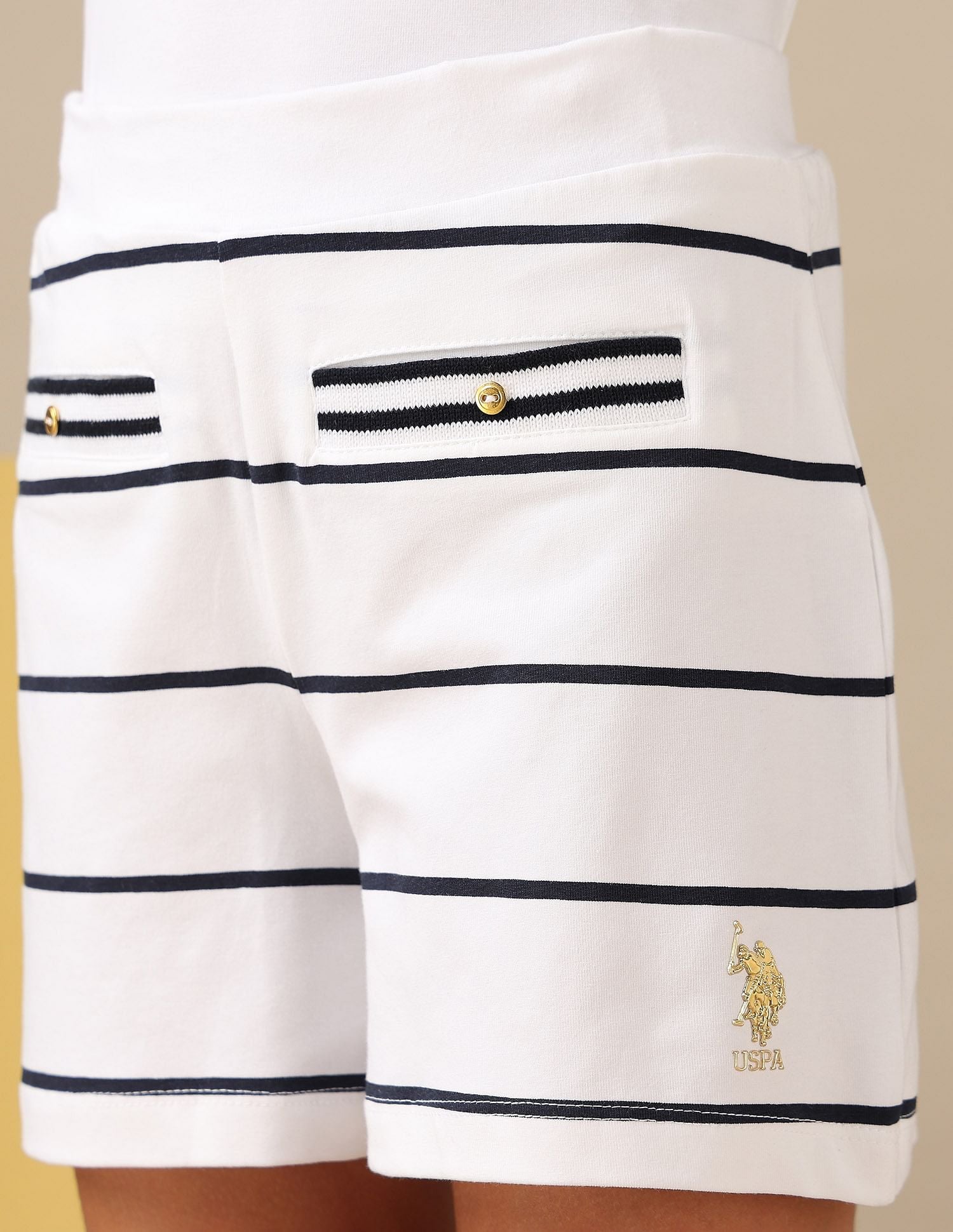 Girls Striped Cruise Nautical Shorts White - U.S. POLO ASSN. | Large