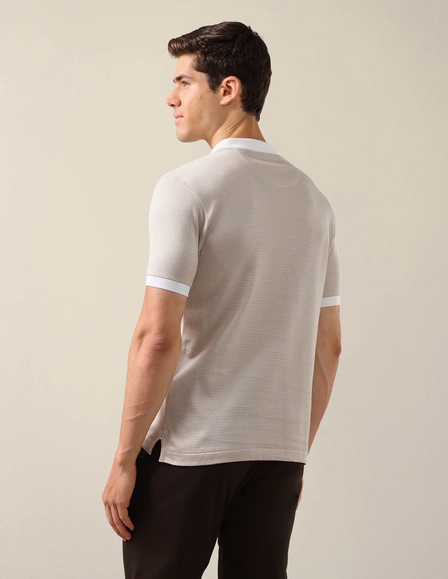 Textured Slim Fit Polo Shirt Light Brown - U.S. Polo Assn. India | Large