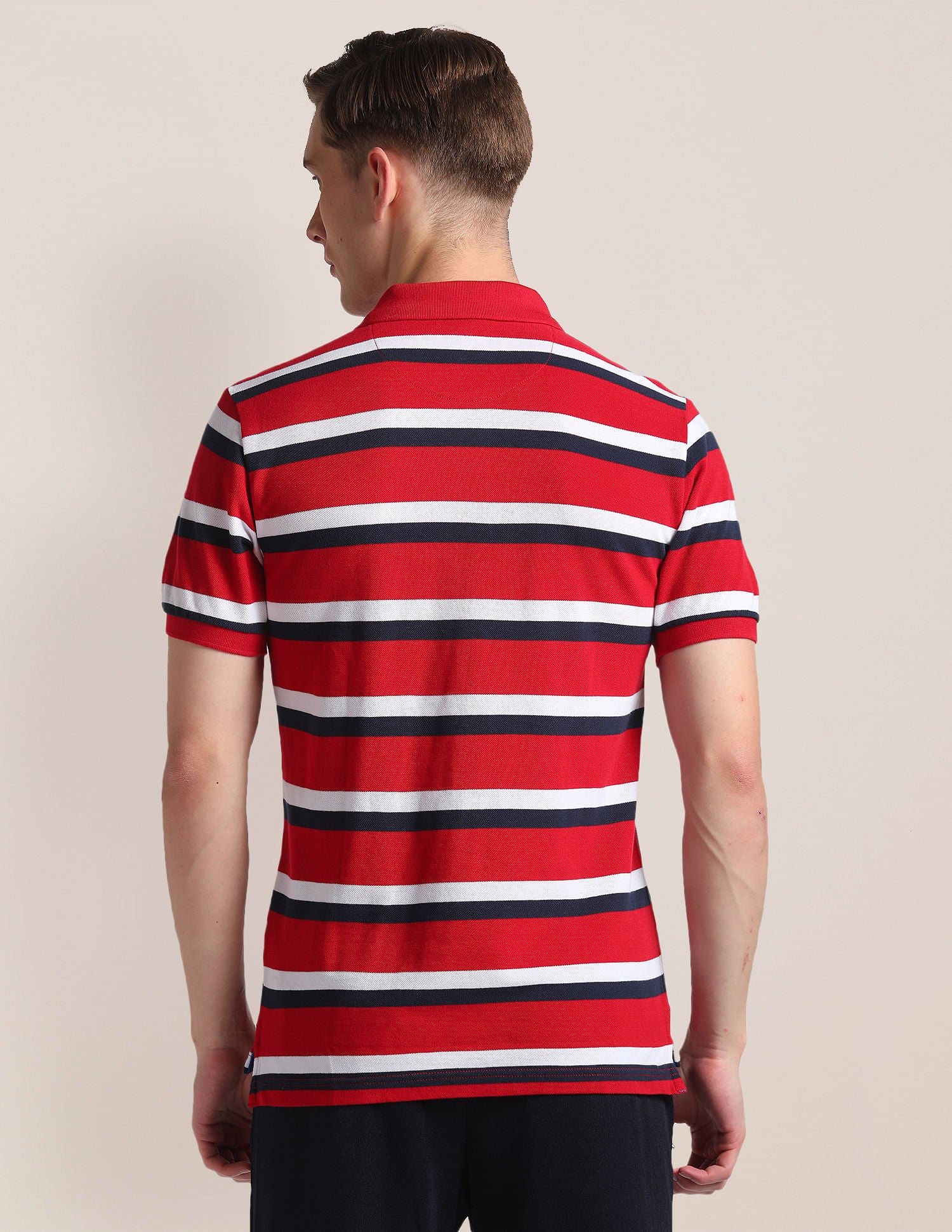 Horizontal Stripe Cotton Polo Shirt Red - U.S. Polo Assn. India | Large