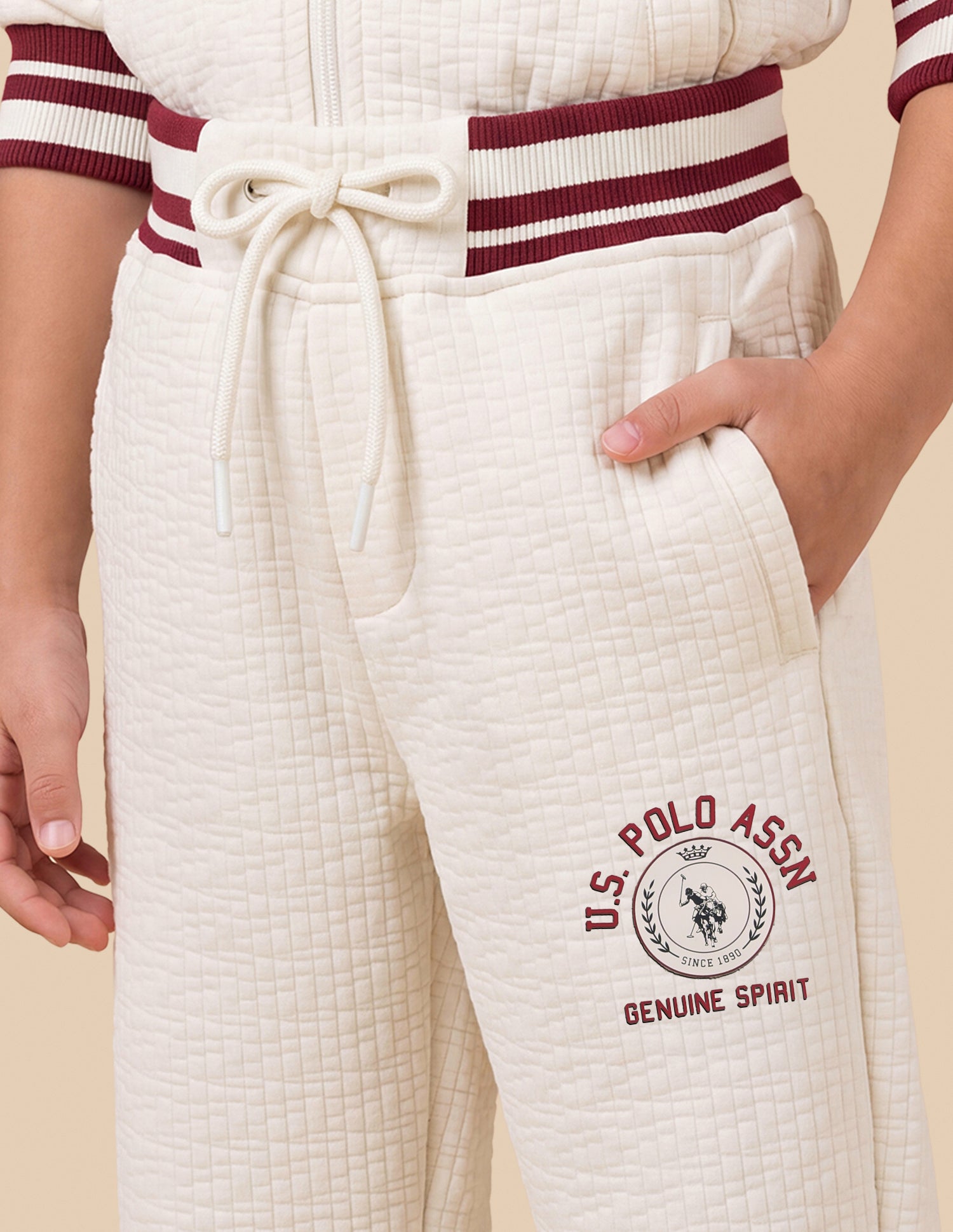 Mid Rise Regular Fit Sweatpants Ivory - U.S. Polo Assn. India | Large