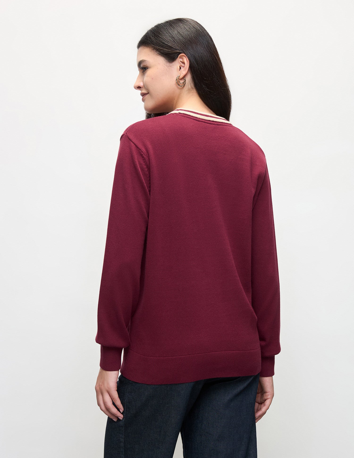 Solid Relaxed Fit Sweater Dark Red - U.S. Polo Assn. India | Large