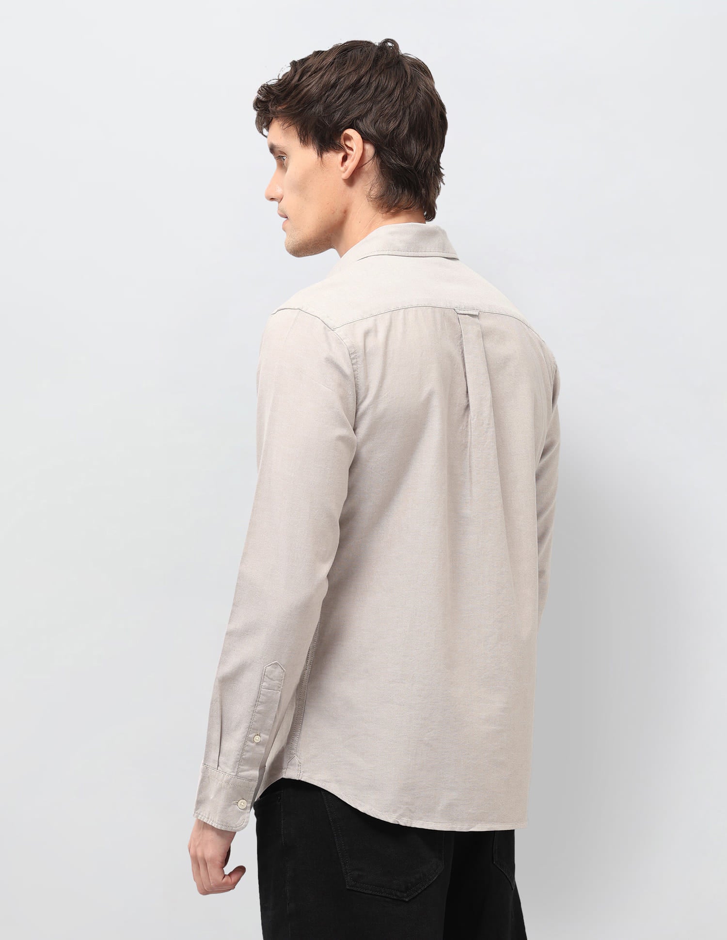 Solid Tailored Fit Shirt Beige - U.S. Polo Assn. India | Large