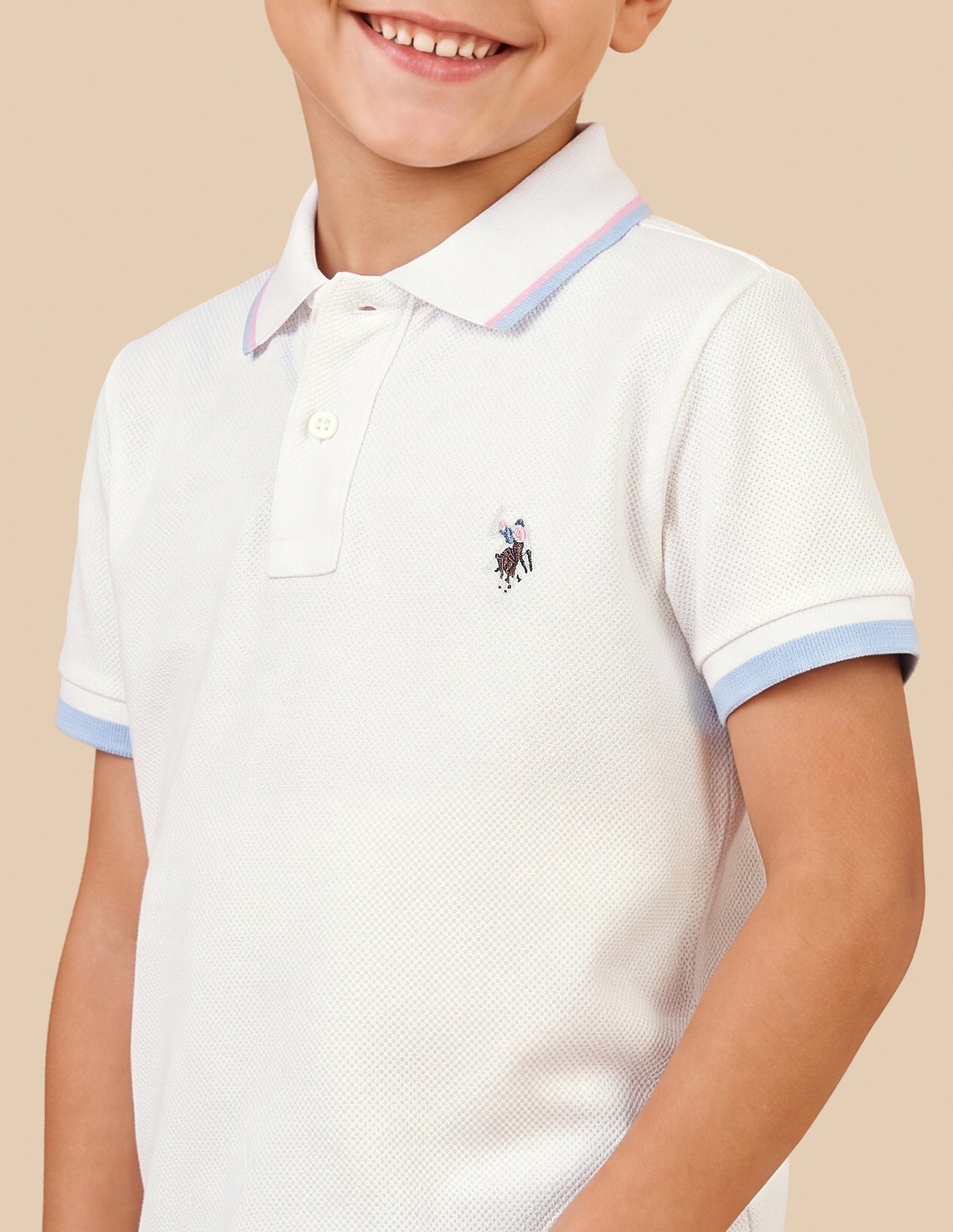 Solid Regular Fit Polo Shirt Off White - U.S. Polo Assn. India | Large