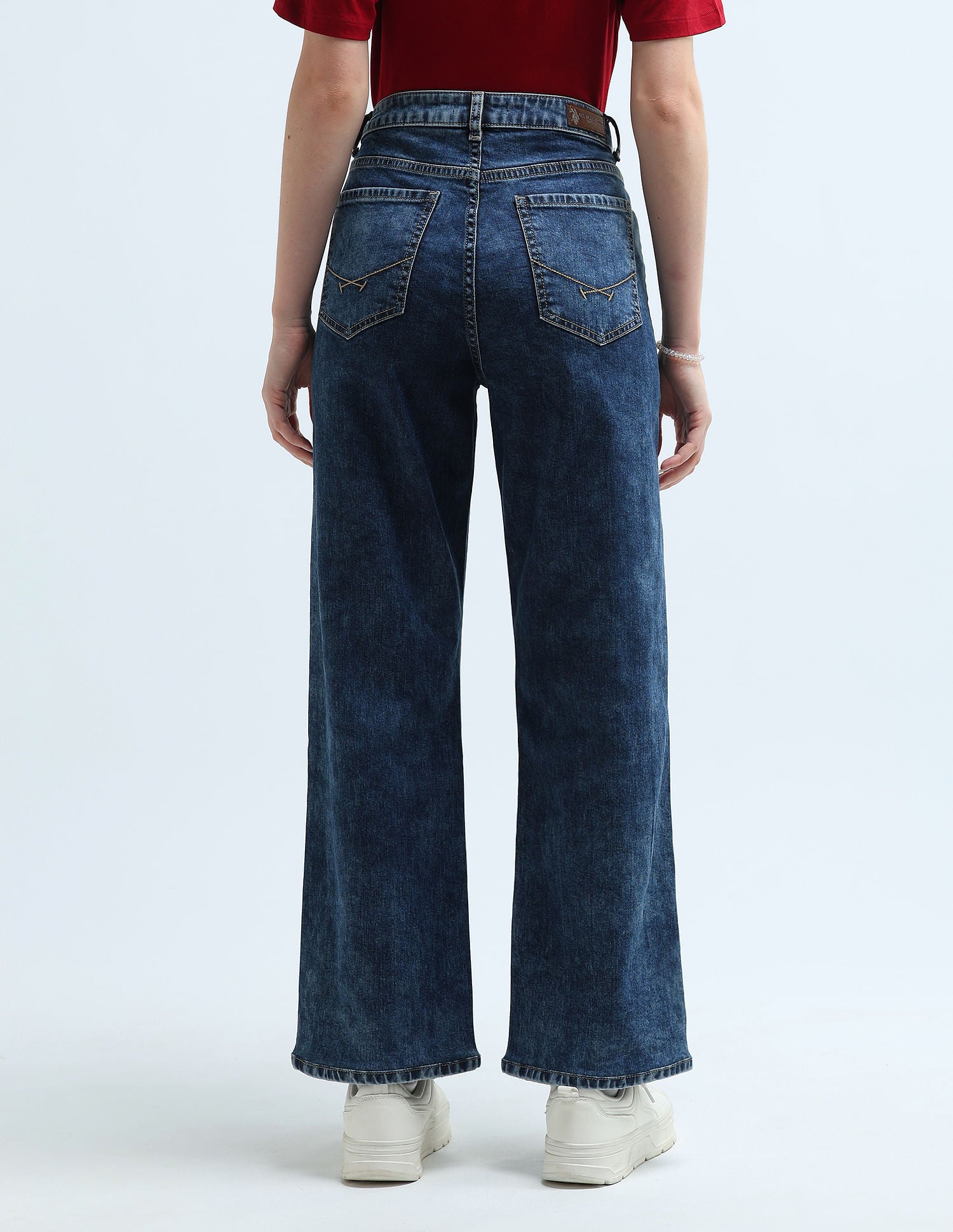 High Rise Wide Leg Jeans Dark Blue - U.S. POLO ASSN. | Large