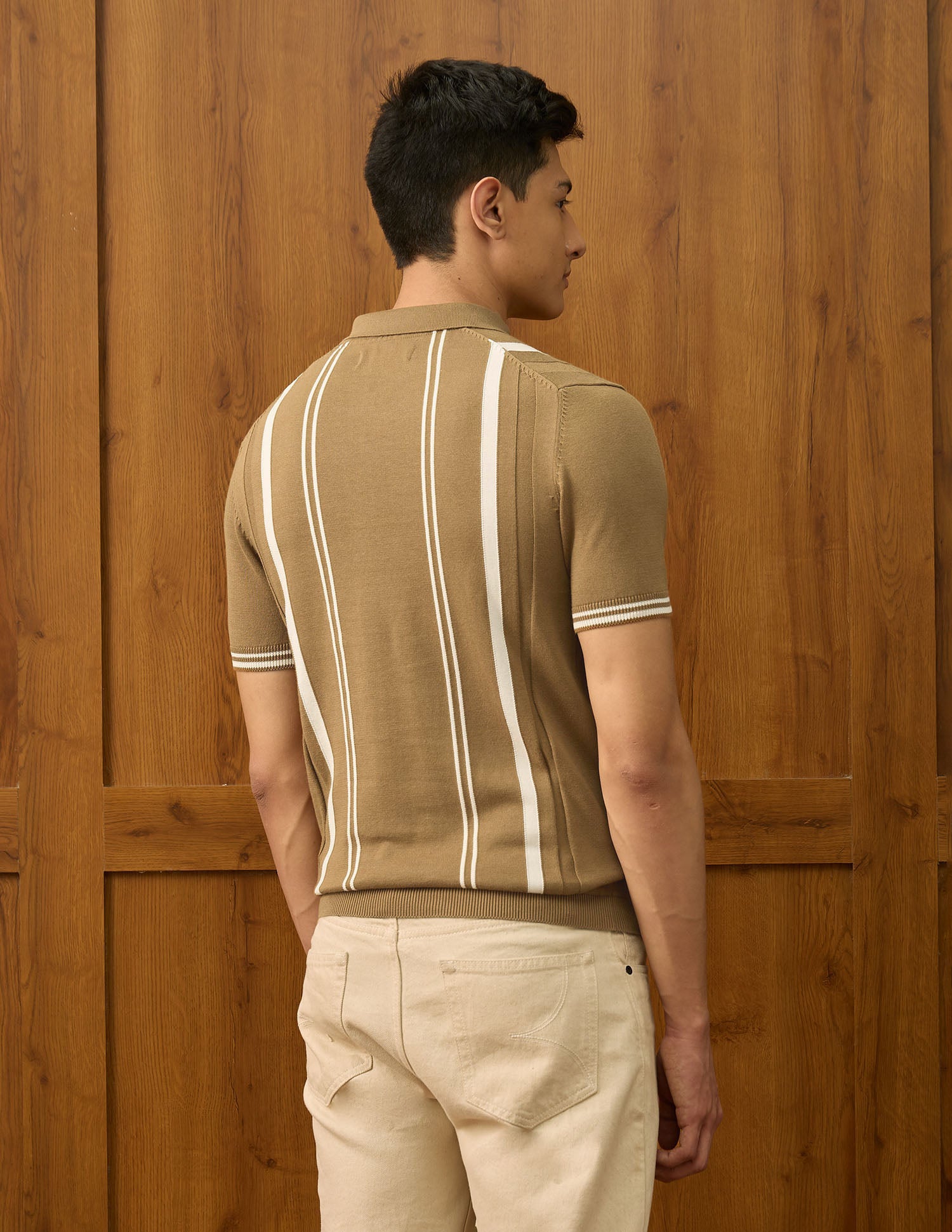 Pure Cotton Varsity Polo Shirt Light Brown - U.S. POLO ASSN. | Large