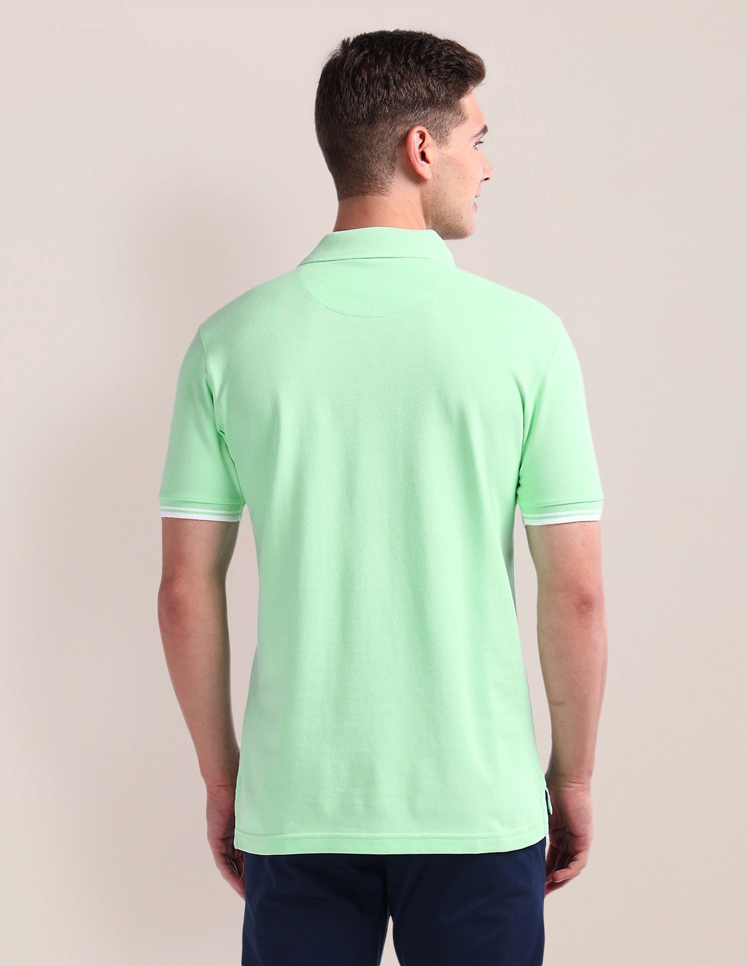 Pure Cotton Solid Polo Shirt Light Green - U.S. Polo Assn. India | Large