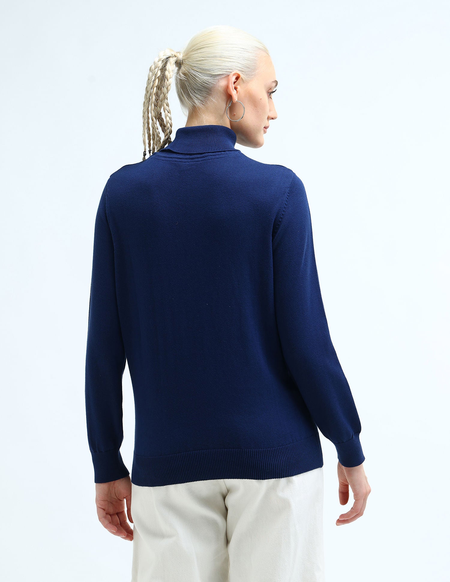 Brand Printed Turtle Neck Sweater Navy - U.S. Polo Assn. India | Large