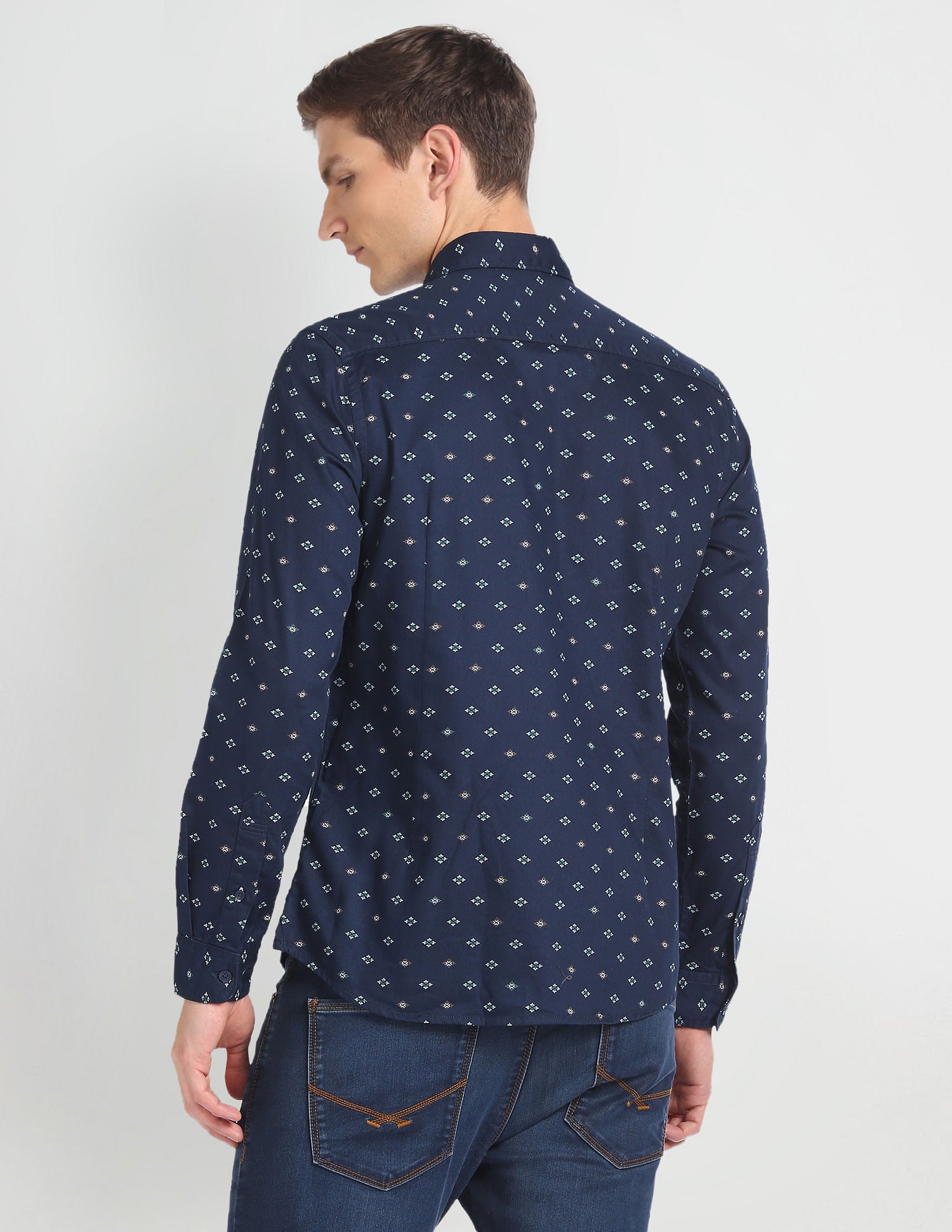 Motif Print Slim Fit Shirt Navy - U.S. Polo Assn. India | Large