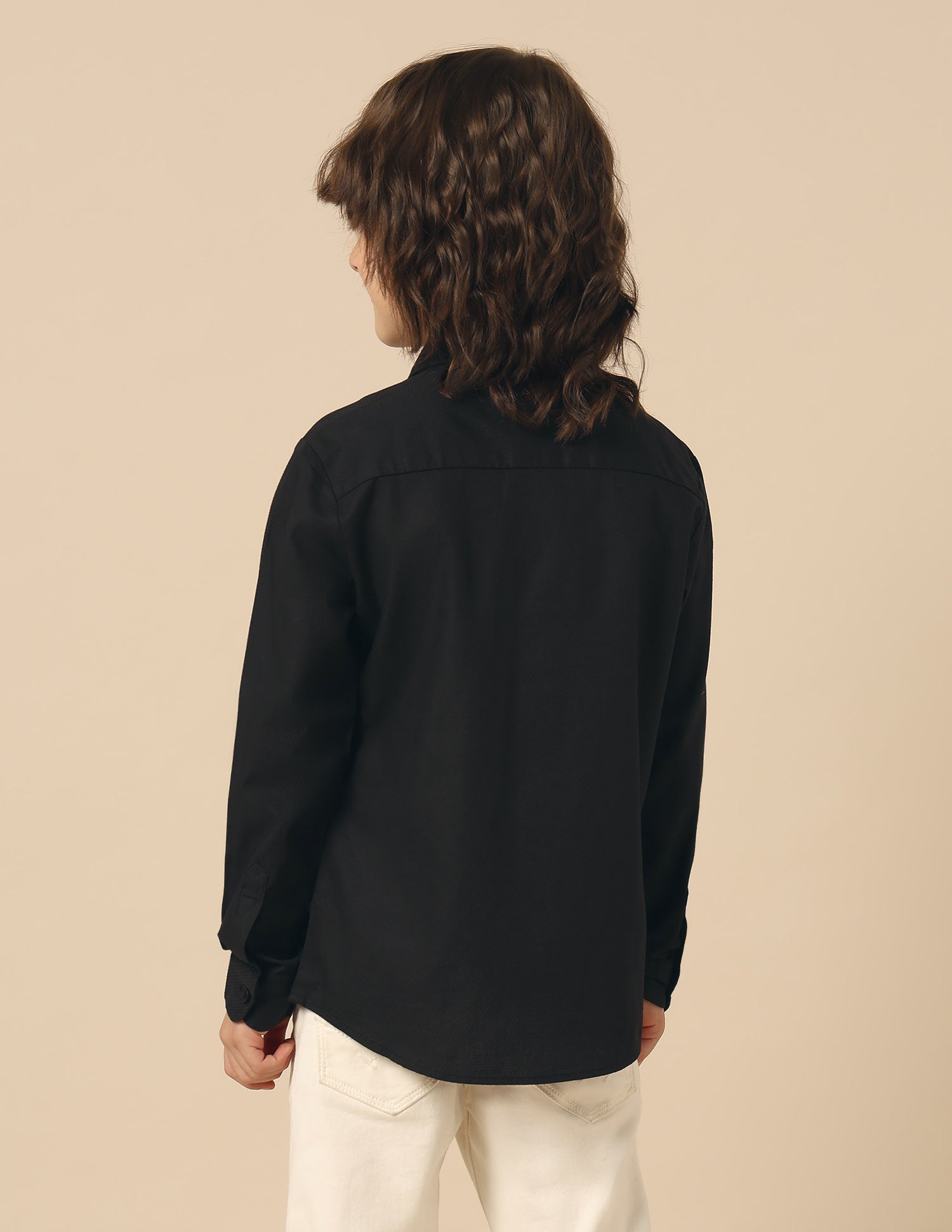 Boys Textured Pure Cotton Shirt Black - U.S. POLO ASSN. | Large