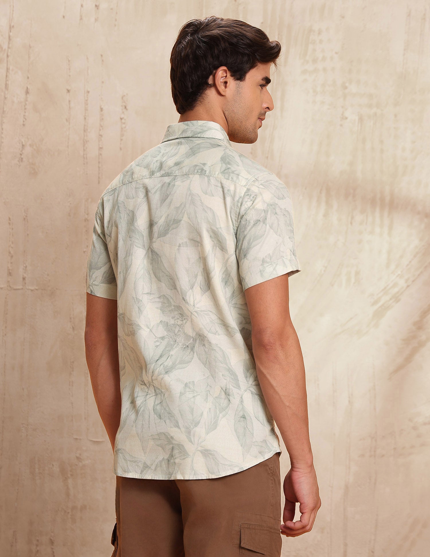 Slim Fit Tropical Printed Shirt Beige - U.S. POLO ASSN. | Large