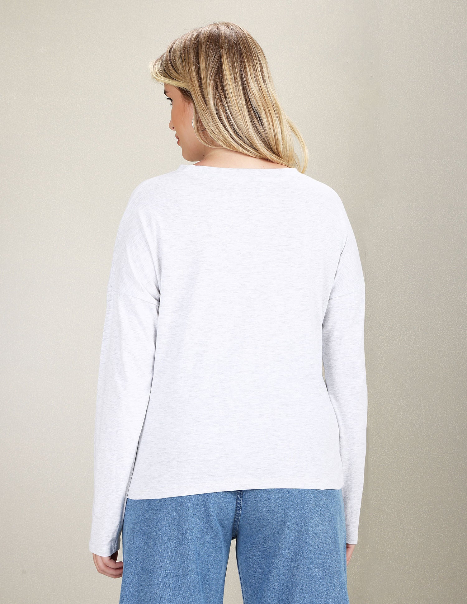 Long Sleeve Flag Print Heathered T-Shirt Light Grey - U.S. POLO ASSN. | Large