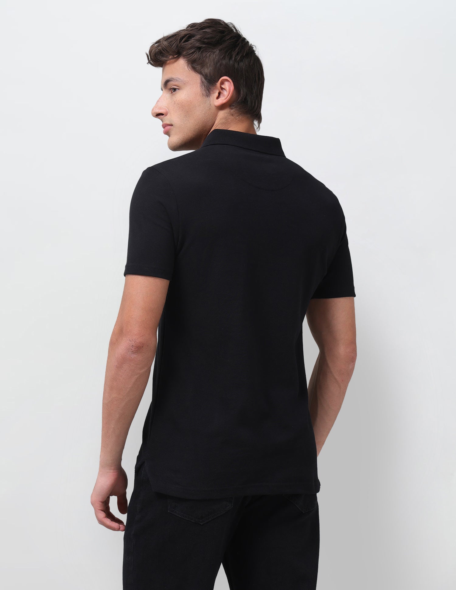 Solid Slim Fit Polo Shirt Black - U.S. Polo Assn. India | Large
