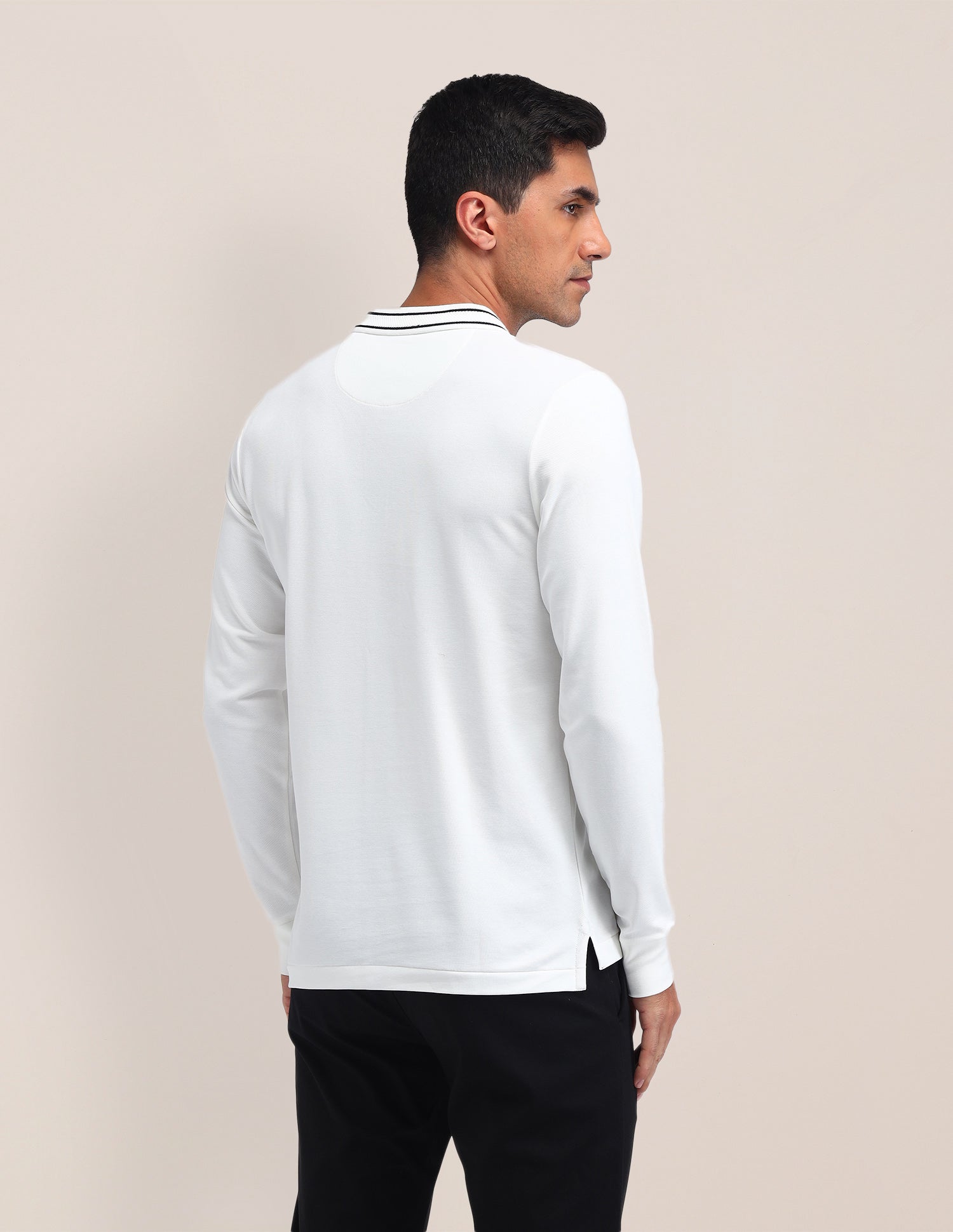 Solid Pattern Cotton Polo Shirt Off White - U.S. POLO ASSN. | Large