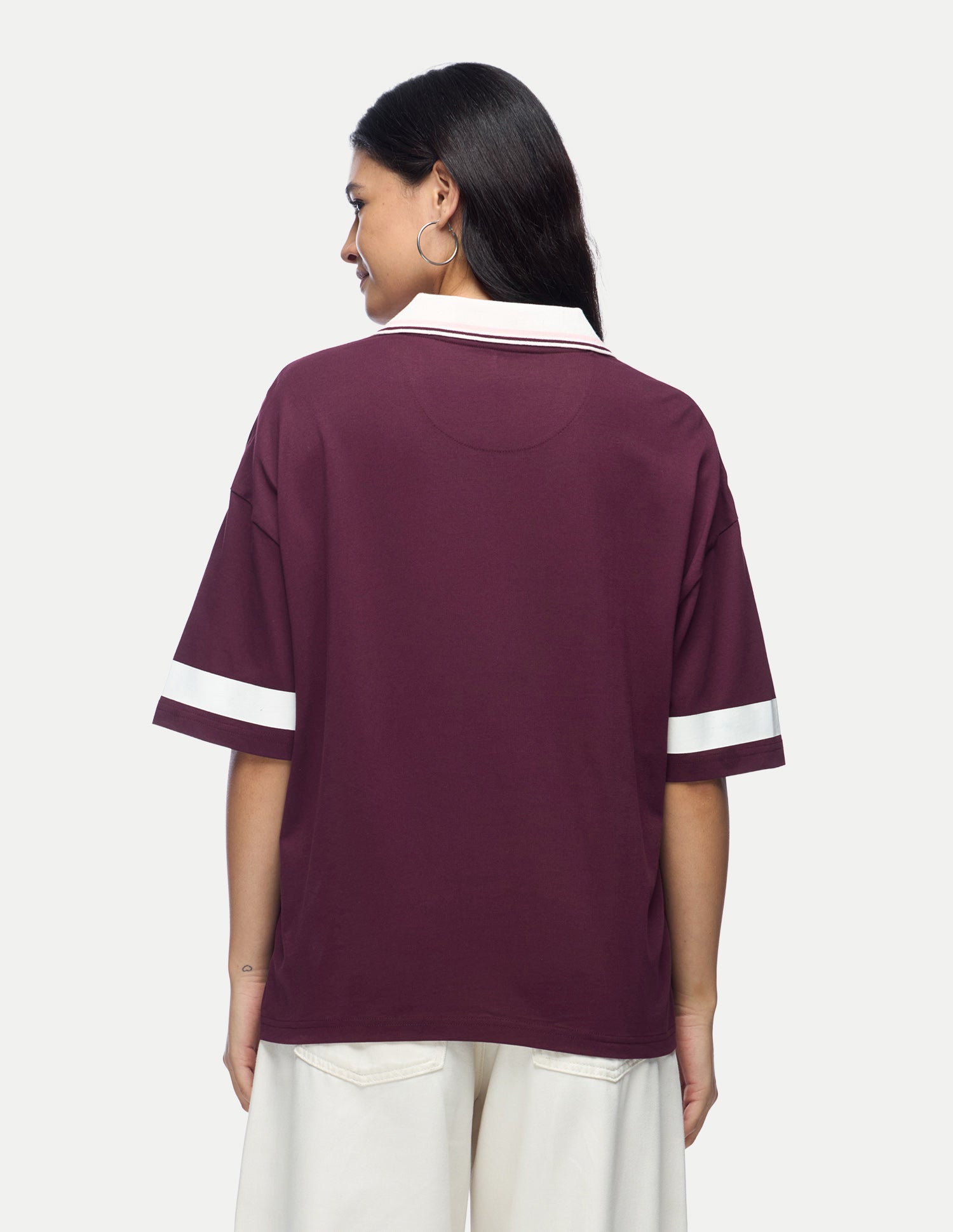 Typographic Printed Boxy Fit Polo Shirt Wine - U.S. Polo Assn. India | Large