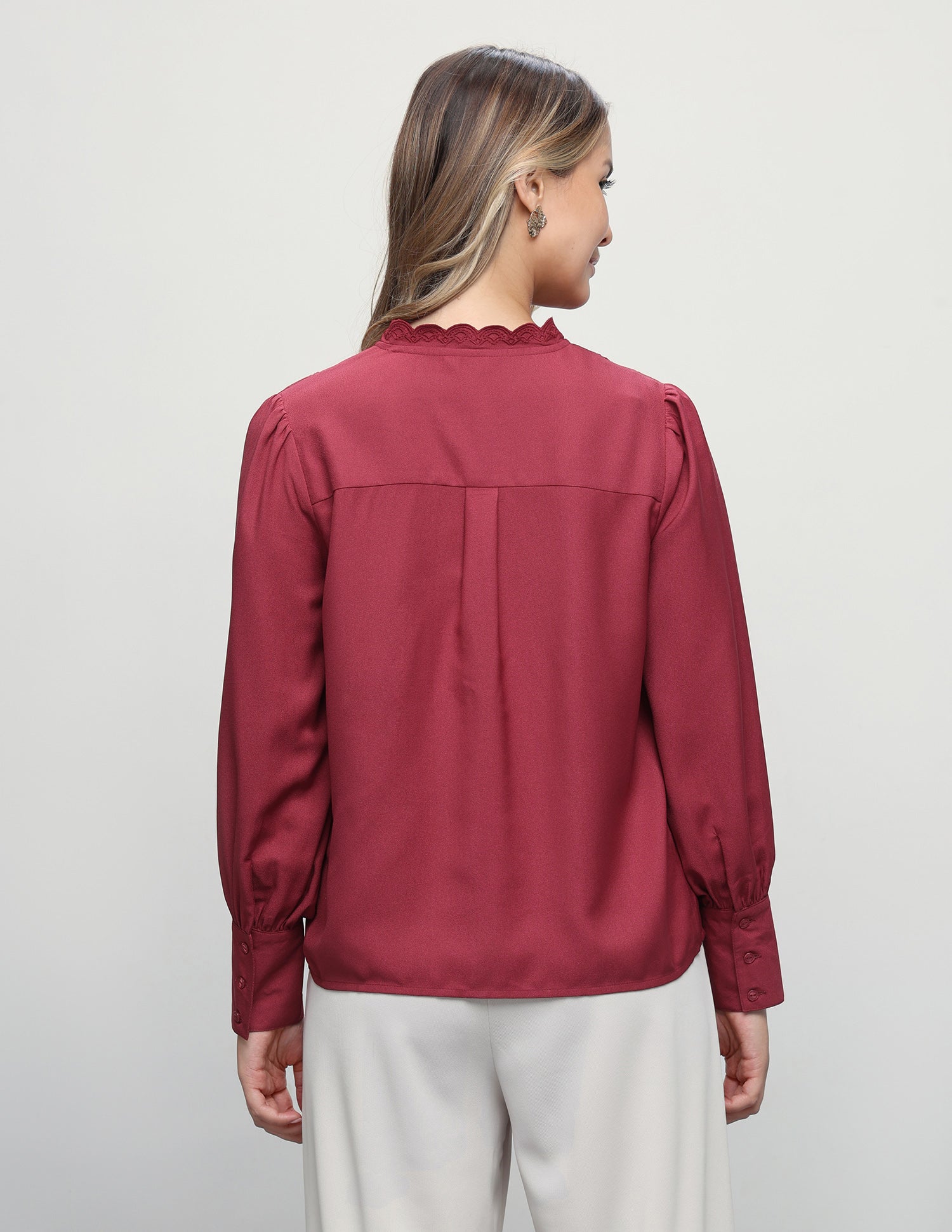 Embroidered Cutwork Top Maroon - U.S. Polo Assn. India | Large