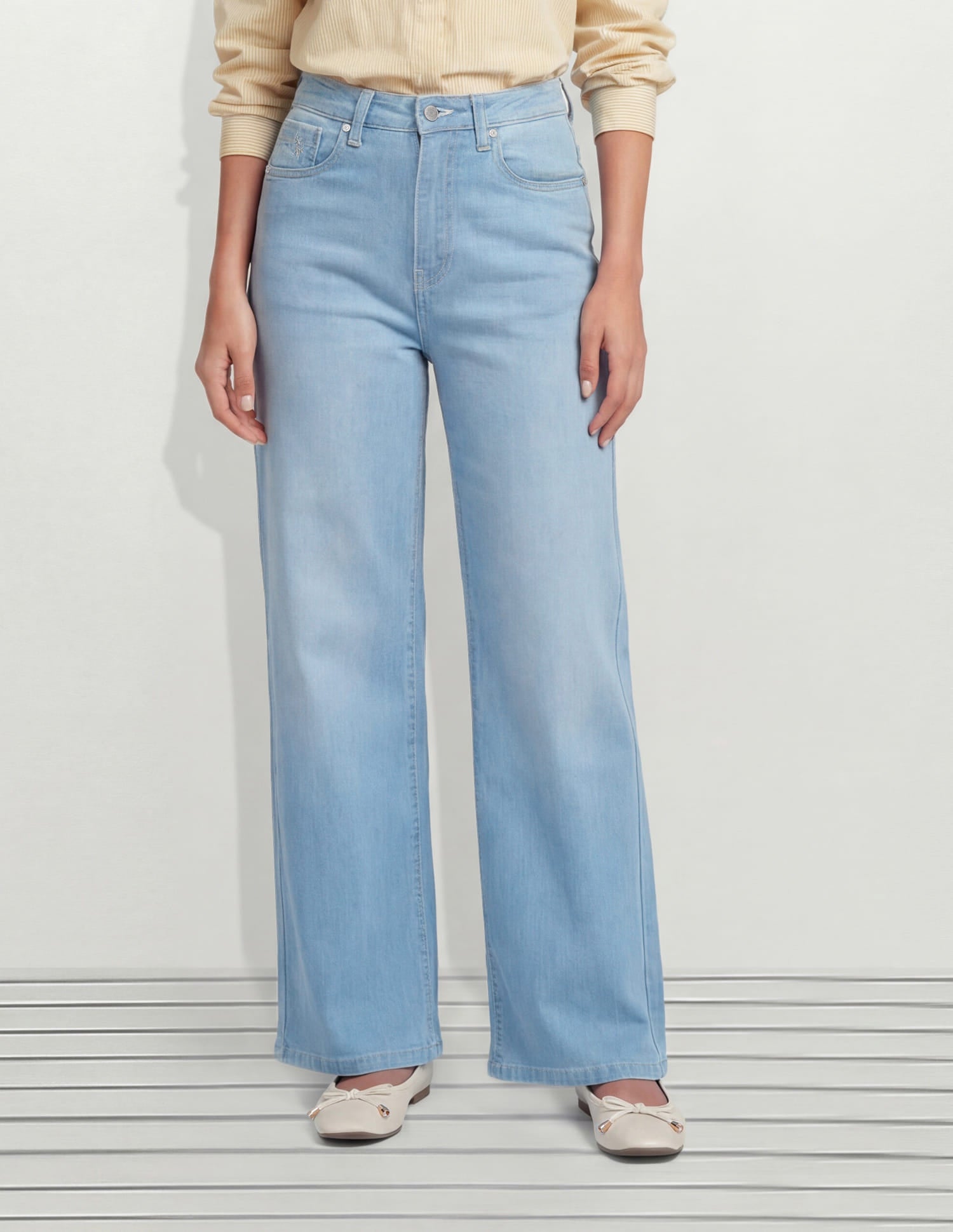 High Rise Wide Leg Fit Jeans Blue - U.S. Polo Assn. India | Large