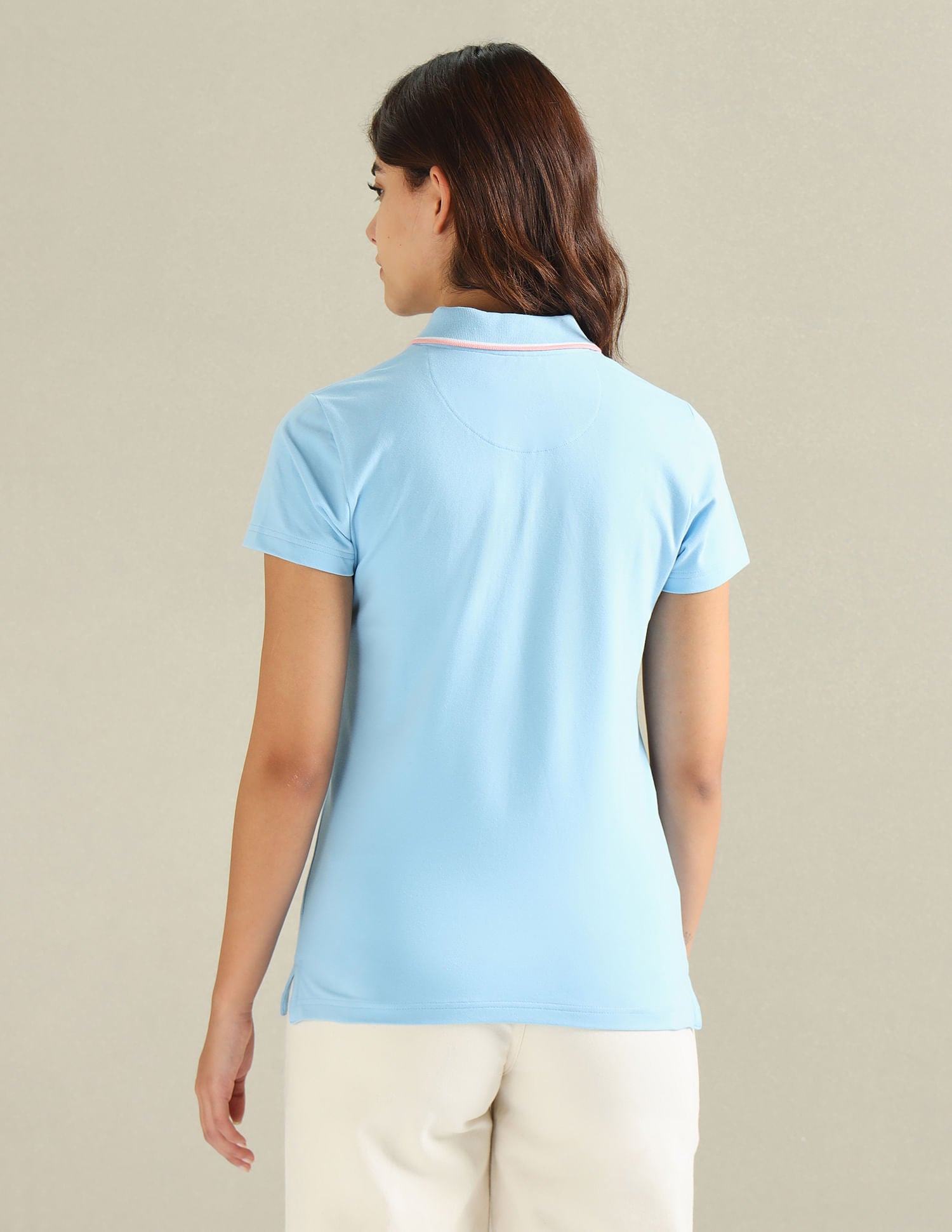 Tipped Collar Cotton Polo Shirt Light Blue - U.S. POLO ASSN. | Large