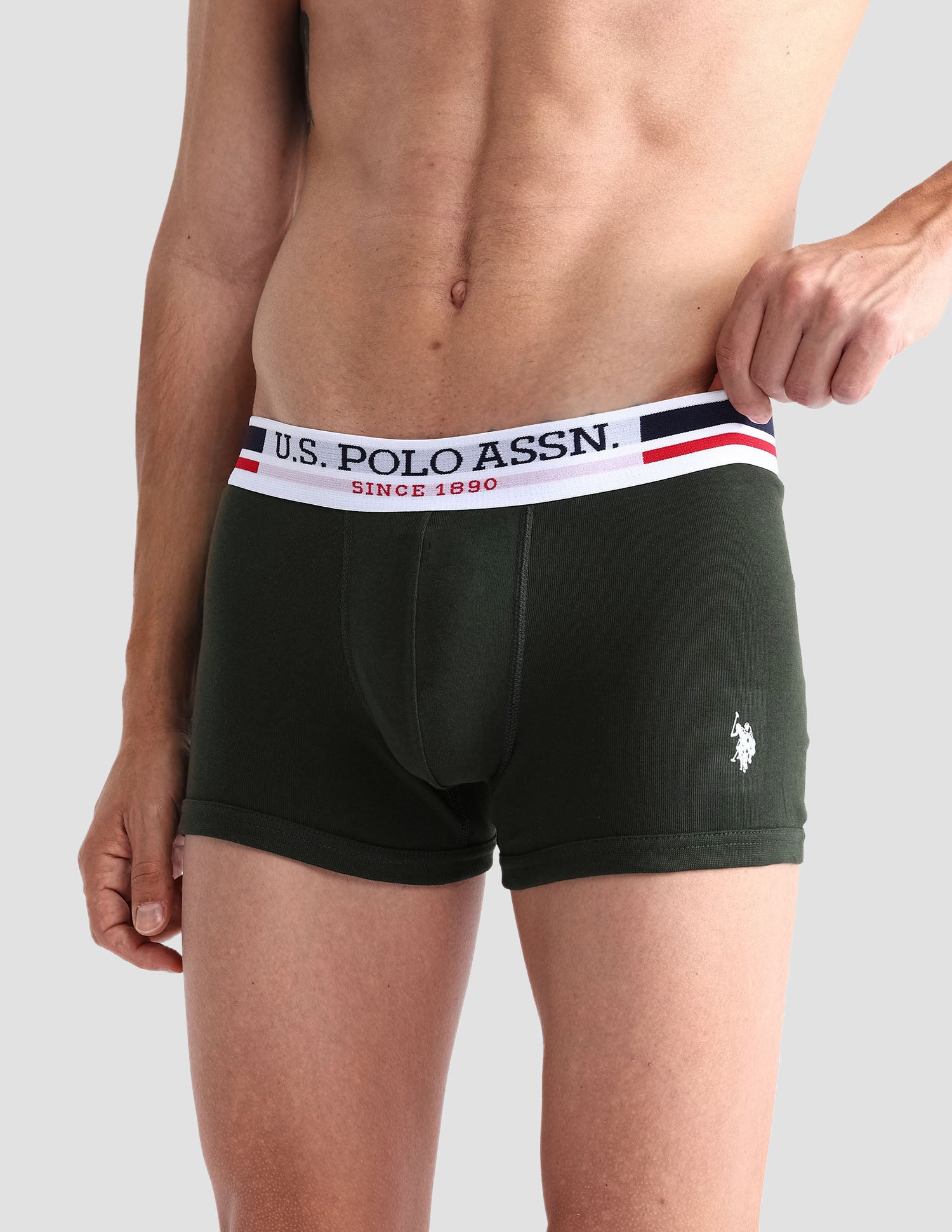 Mid Rise Cotton I641 Trunks - Pack Of 2 Olive and True Blue - U.S. POLO ASSN. | Large