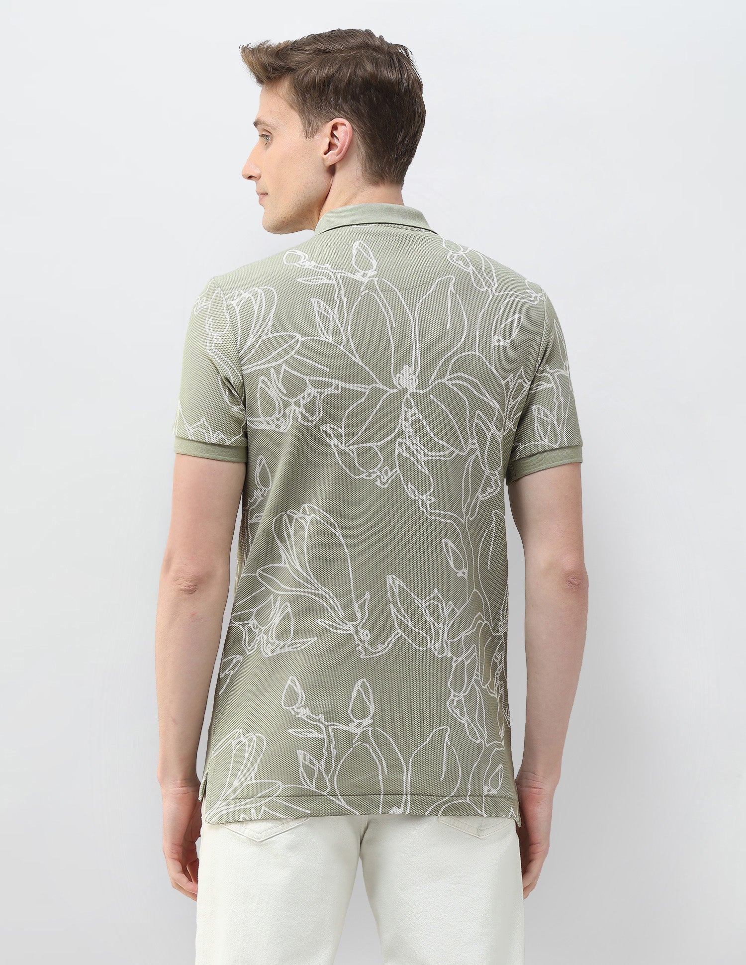 Floral Printed Motel On The Coast Polo Shirt Light Green - U.S. Polo Assn. India | Large