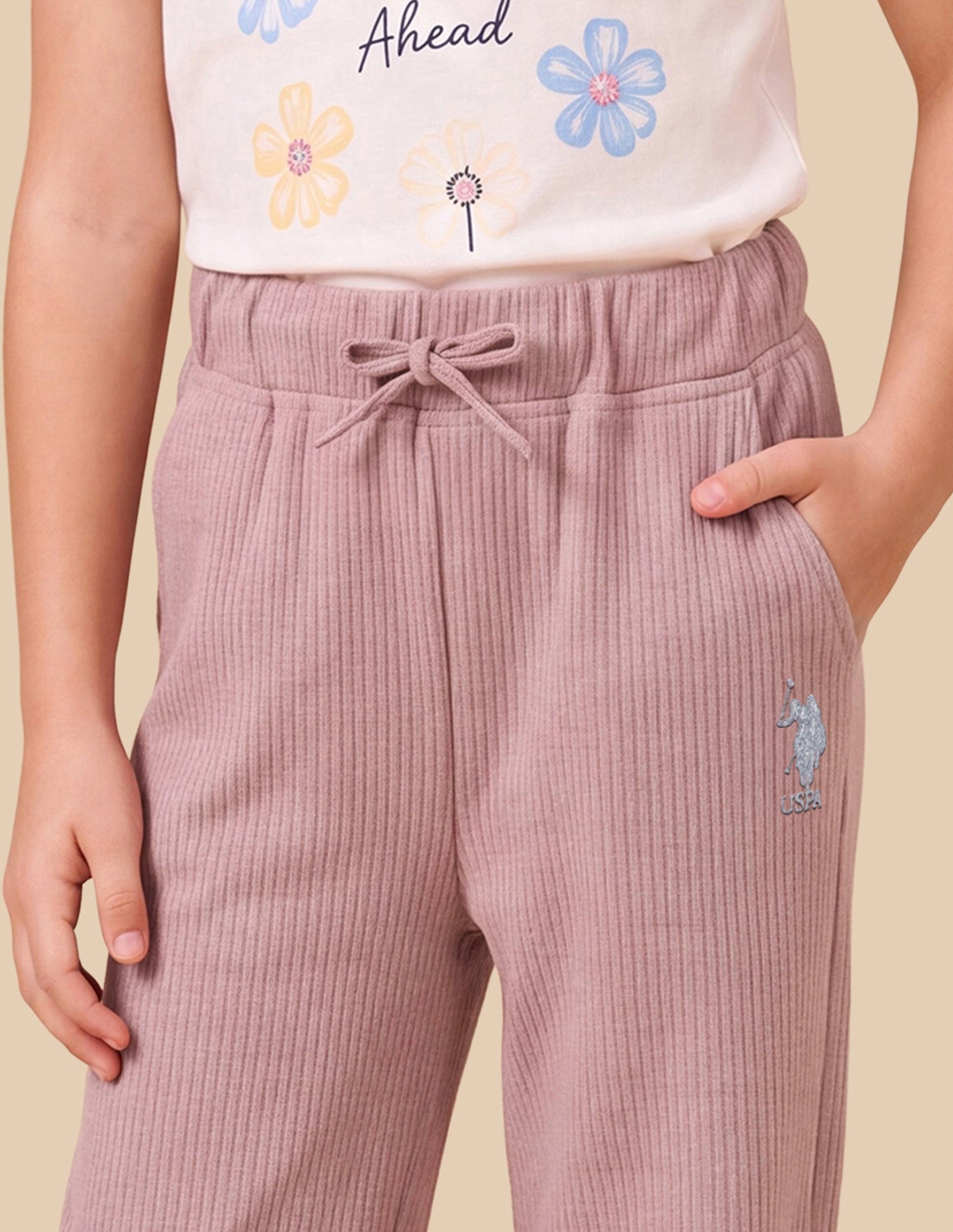 Mid Rise Loose Fit Track Pants Pink - U.S. Polo Assn. India | Large