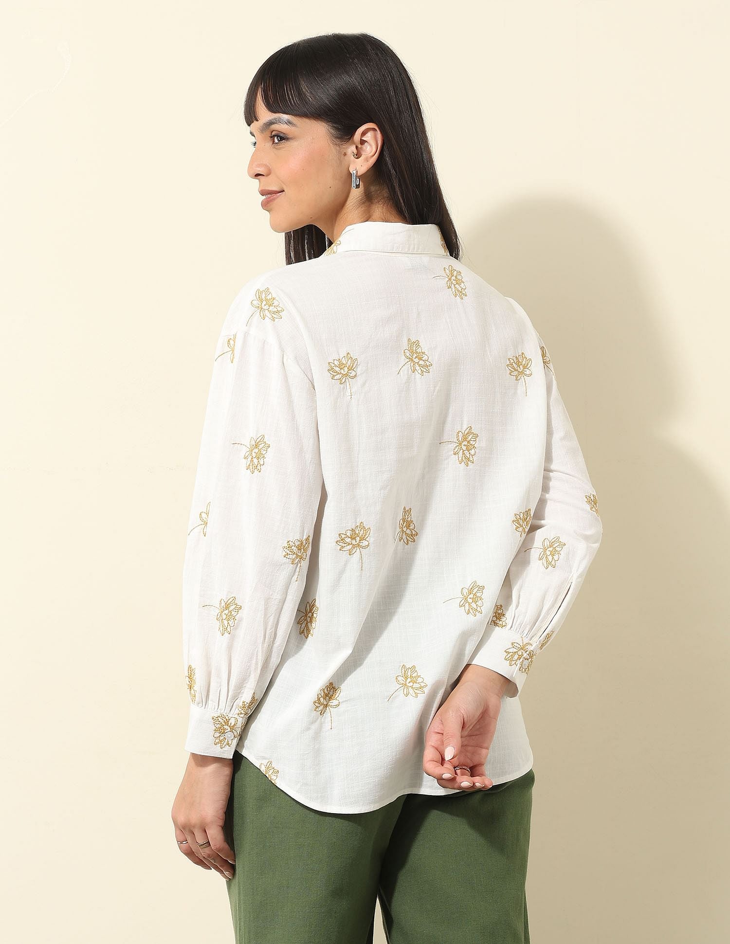 Floral Embroidered Top Ecru - U.S. POLO ASSN. | Large