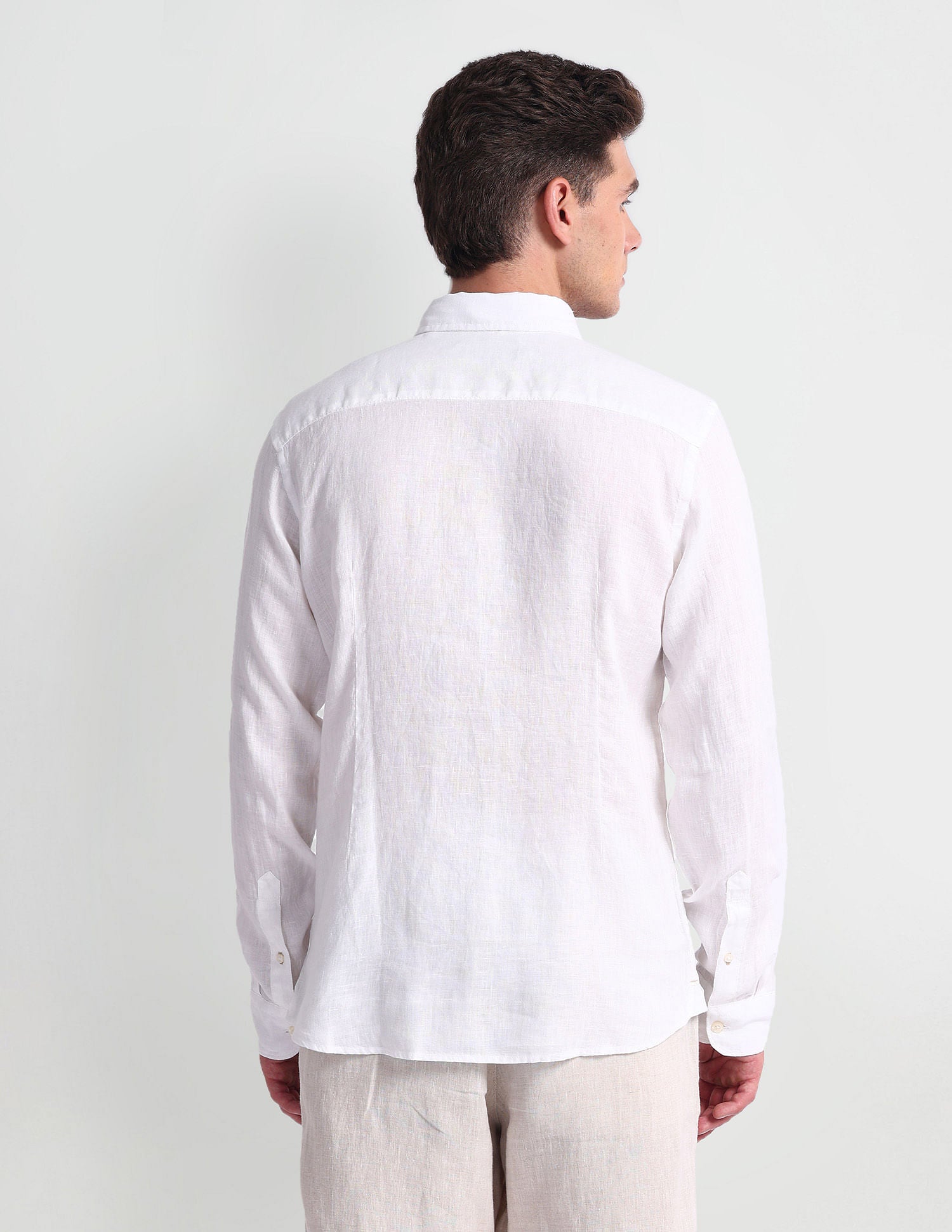 Slim Fit Solid Shirt White - U.S. Polo Assn. India | Large