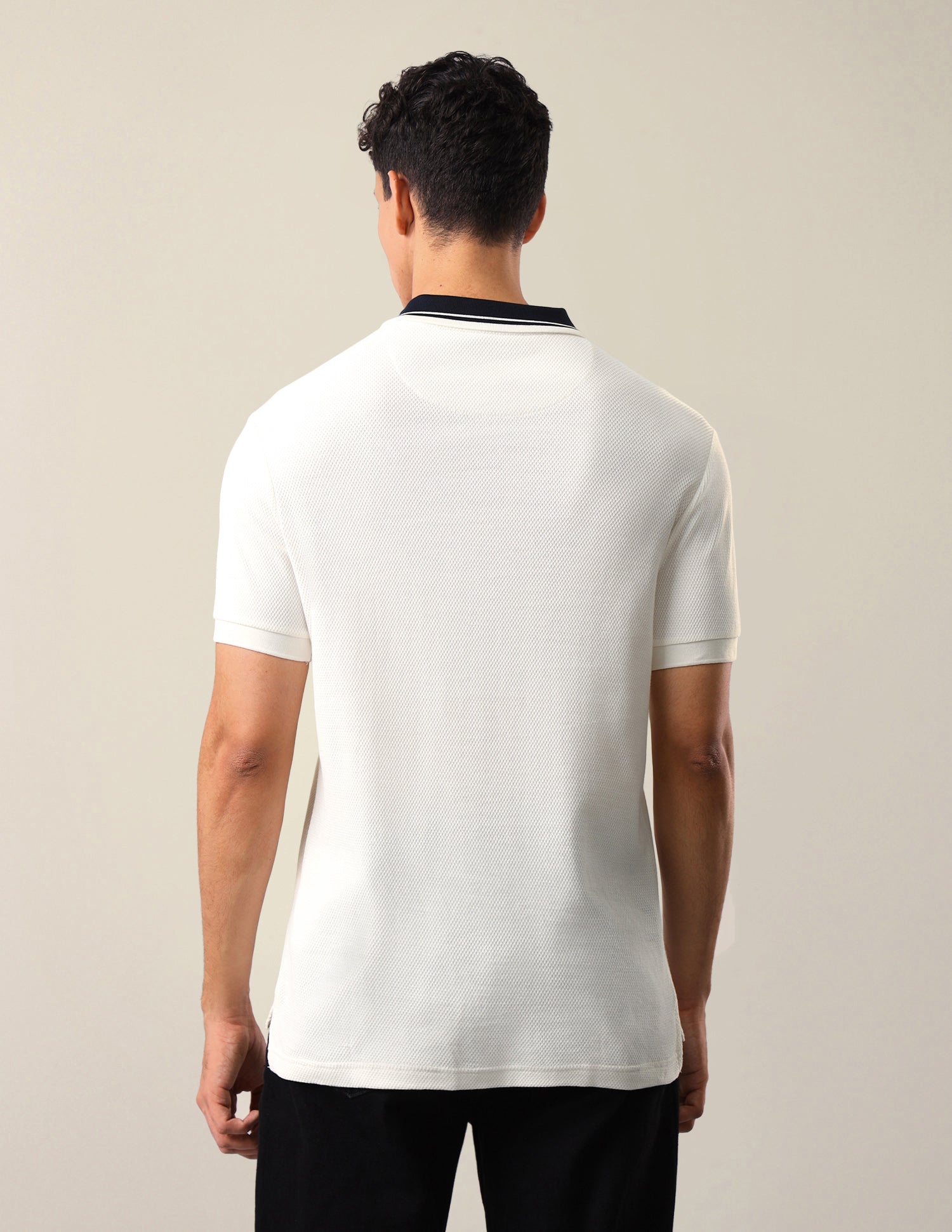 Textured Slim Fit Polo Shirt Ivory - U.S. Polo Assn. India | Large
